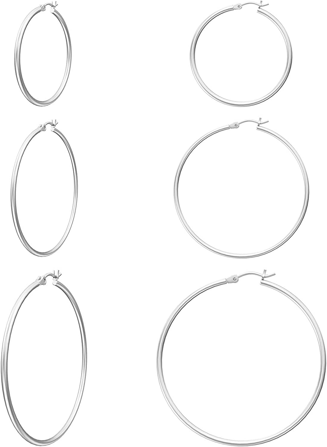 Gacimy Gold Hoop Earrings for Women 14K Real Gold Plated Hoops with 925 Sterling Silver Post Apparel & Accessories > Jewelry > Earrings Gacimy Silver 30-40-50mm