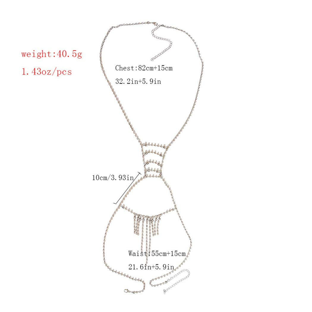 Jeweky Boho Rhinestone Body Chain Gold Crystal Harness Body Jewelry Beach Bikini Bra Jewelry for Women and Girls Apparel & Accessories > Jewelry > Body Jewelry Artist Unknown