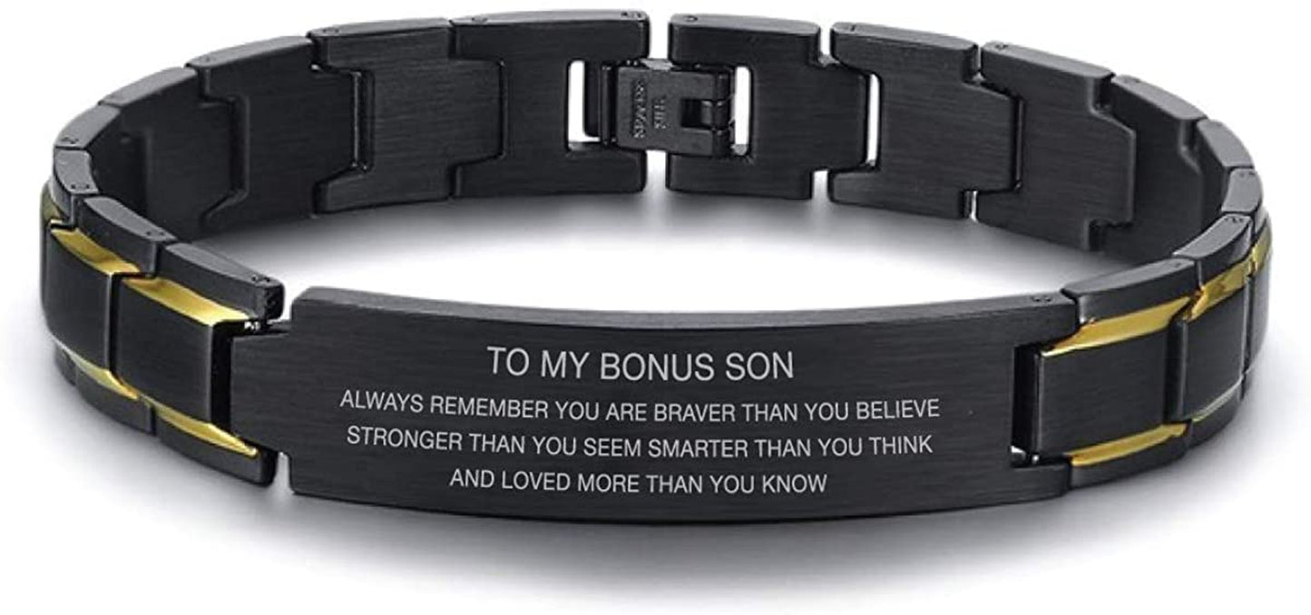 Bonus Son Birthday Gift - Unbiological Son Gifts from Stepmom Bracelet - Stepson Christmas Gifts 2020 - Gift from Stepdad to Bonus Son Apparel & Accessories > Jewelry > Bracelets Mugart