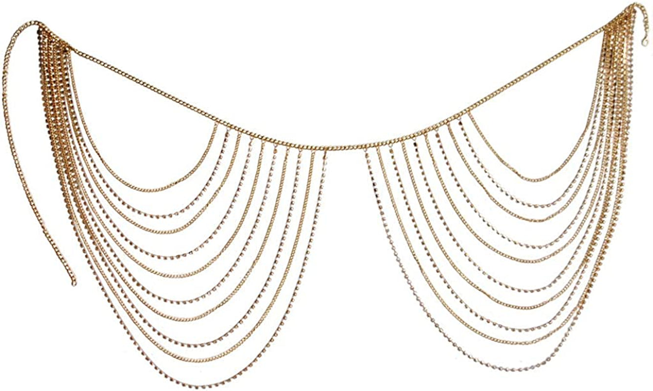 Victray Boho Crystal Layered Waist Chains Beach Belly Body Chain Fashion Belts Body Accessories Jewelry for Women and Girls Apparel & Accessories > Jewelry > Body Jewelry Victray