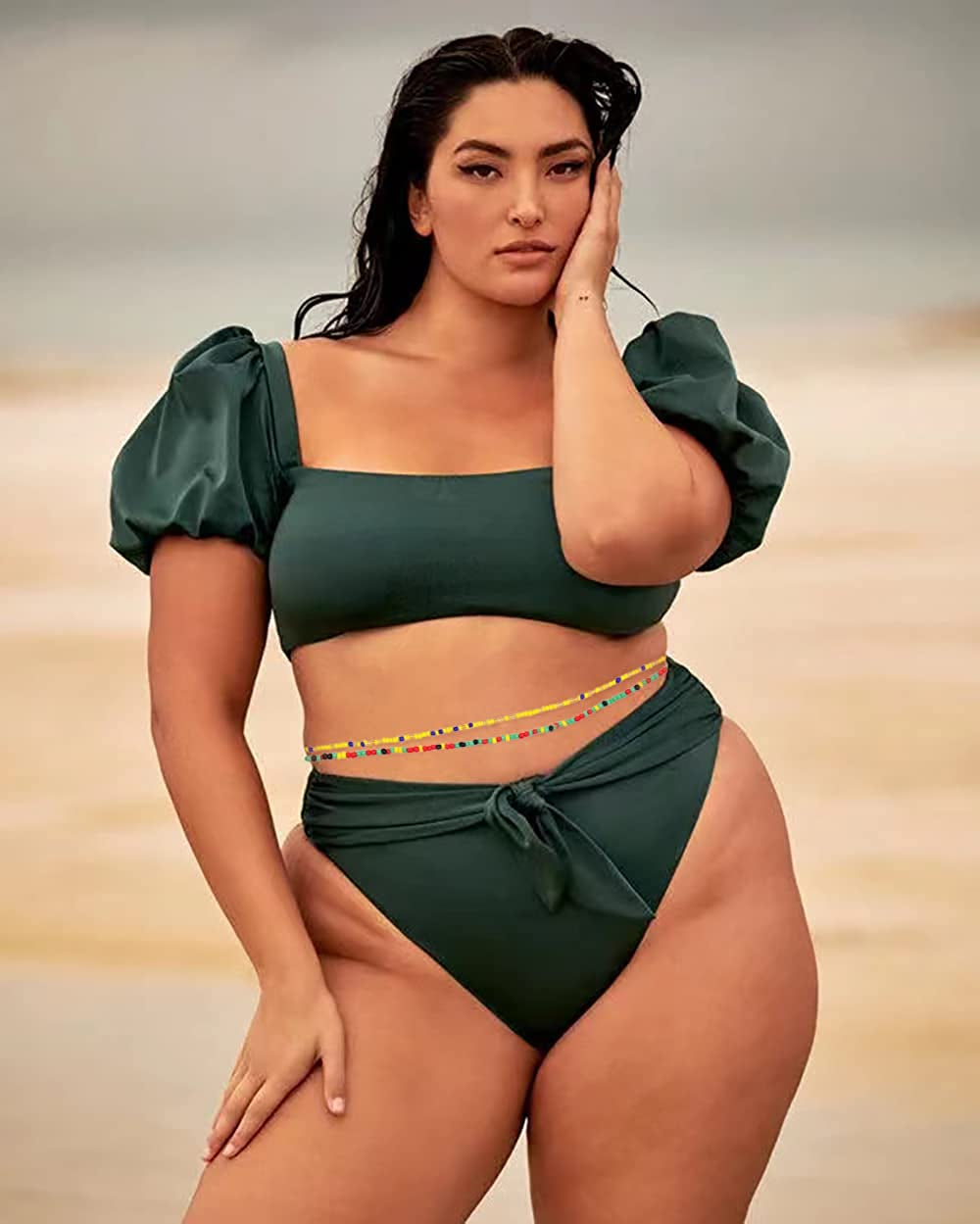 TOSGMY 15Pcs 31.5-50Inch Waist Beads for Women Girls Stretchy Belly Chain Body Jewelry Set Colorful Waist Chain Summer Bikini Body Chain plus Size Apparel & Accessories > Jewelry > Body Jewelry TOSGMY