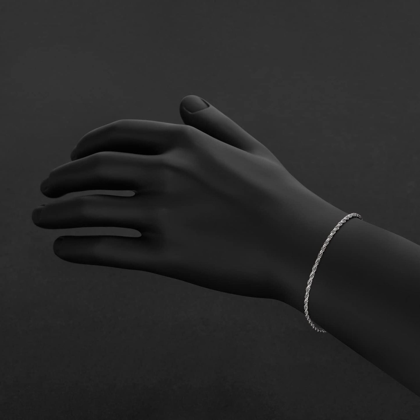 2Mm-7Mm .925 Sterling Silver Diamond-Cut Twisted Rope Apparel & Accessories > Jewelry > Anklets The Bling Factory