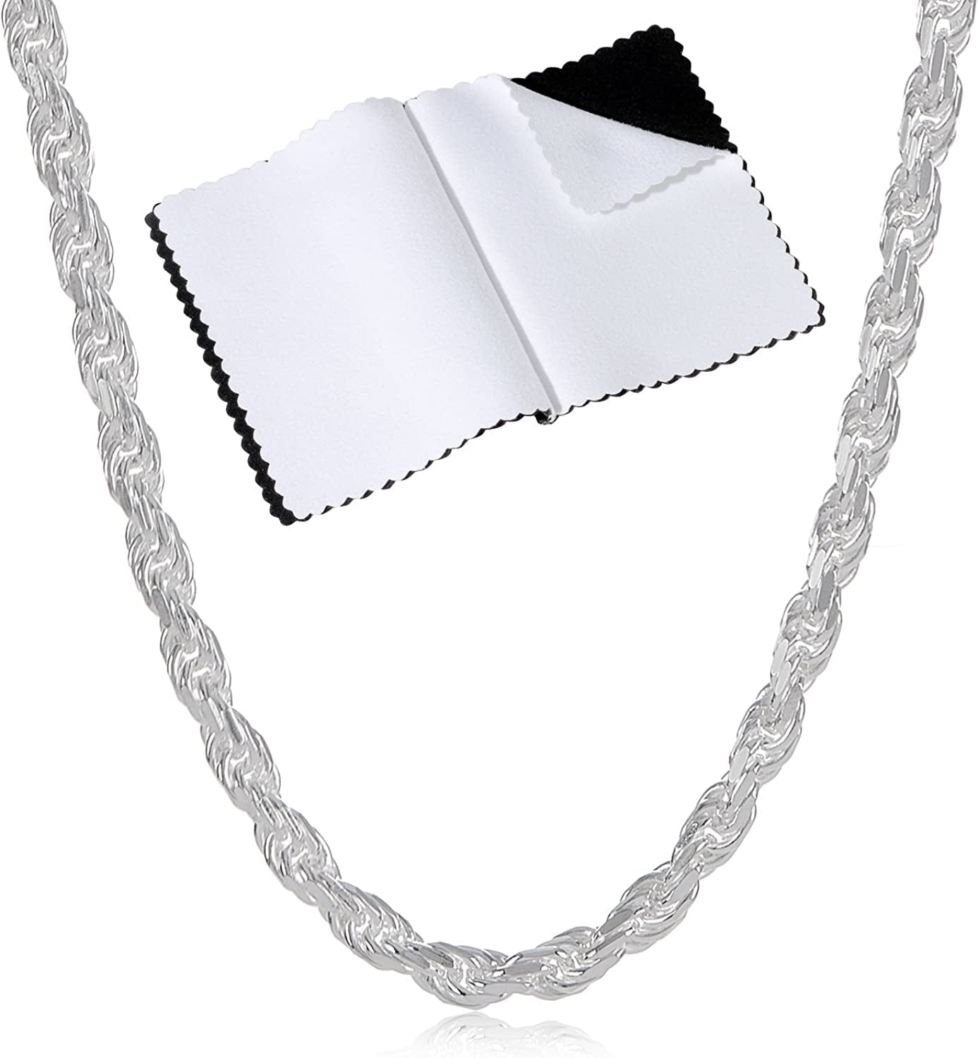 2Mm-7Mm .925 Sterling Silver Diamond-Cut Twisted Rope Apparel & Accessories > Jewelry > Anklets The Bling Factory 2.6mm Necklace 20.0 Inches