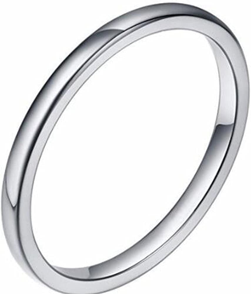 2MM Tungsten Carbide Stackable Ring Plain Wedding Band Silver / 9