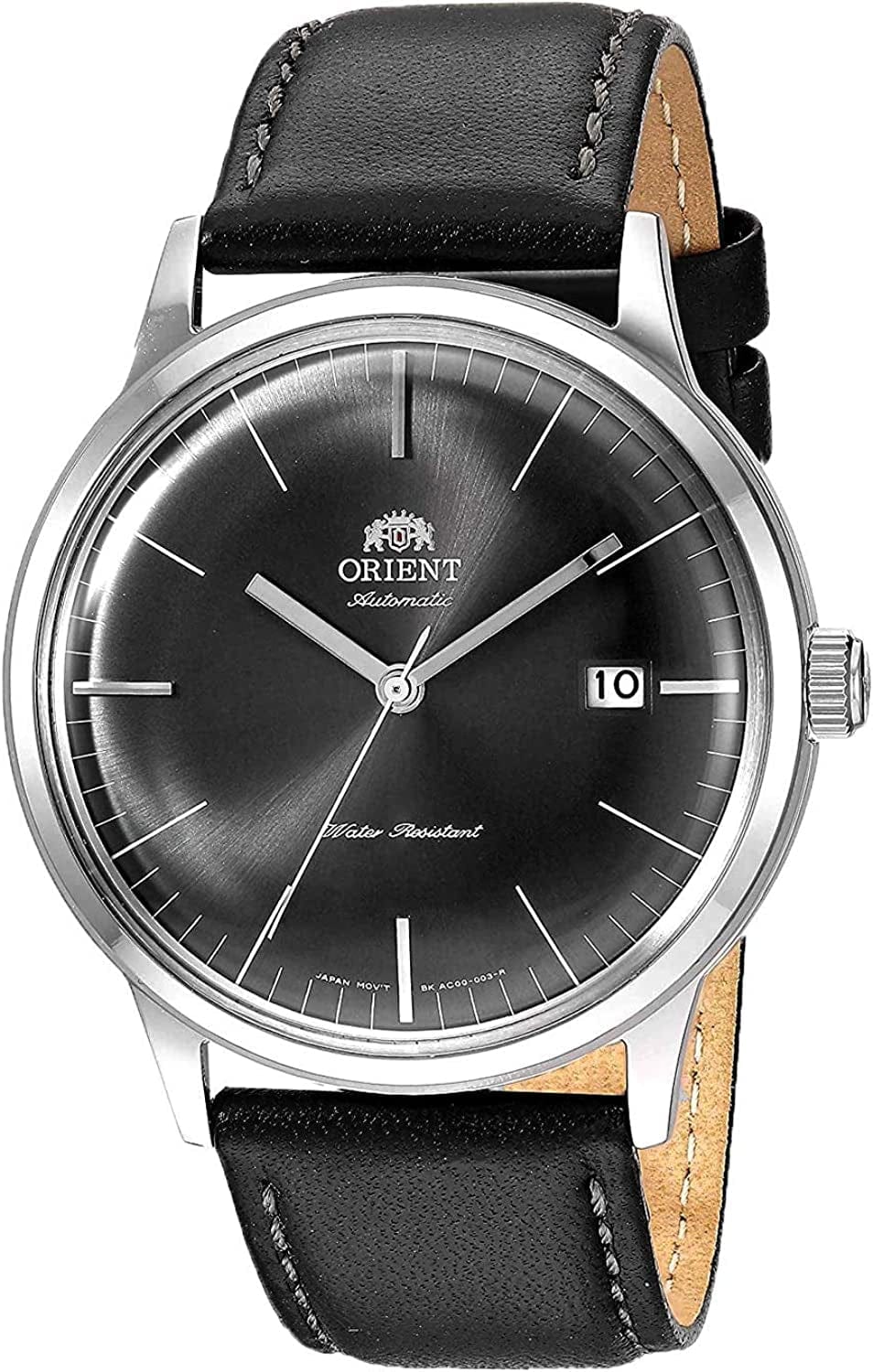 '2Nd Gen Bambino Version III' Japanese Automatic Stainless Steel and Leather Dress Watch Gray