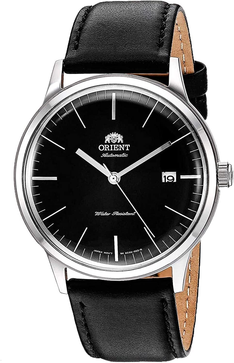 '2Nd Gen Bambino Version III' Japanese Automatic Stainless Steel and Leather Dress Watch Black