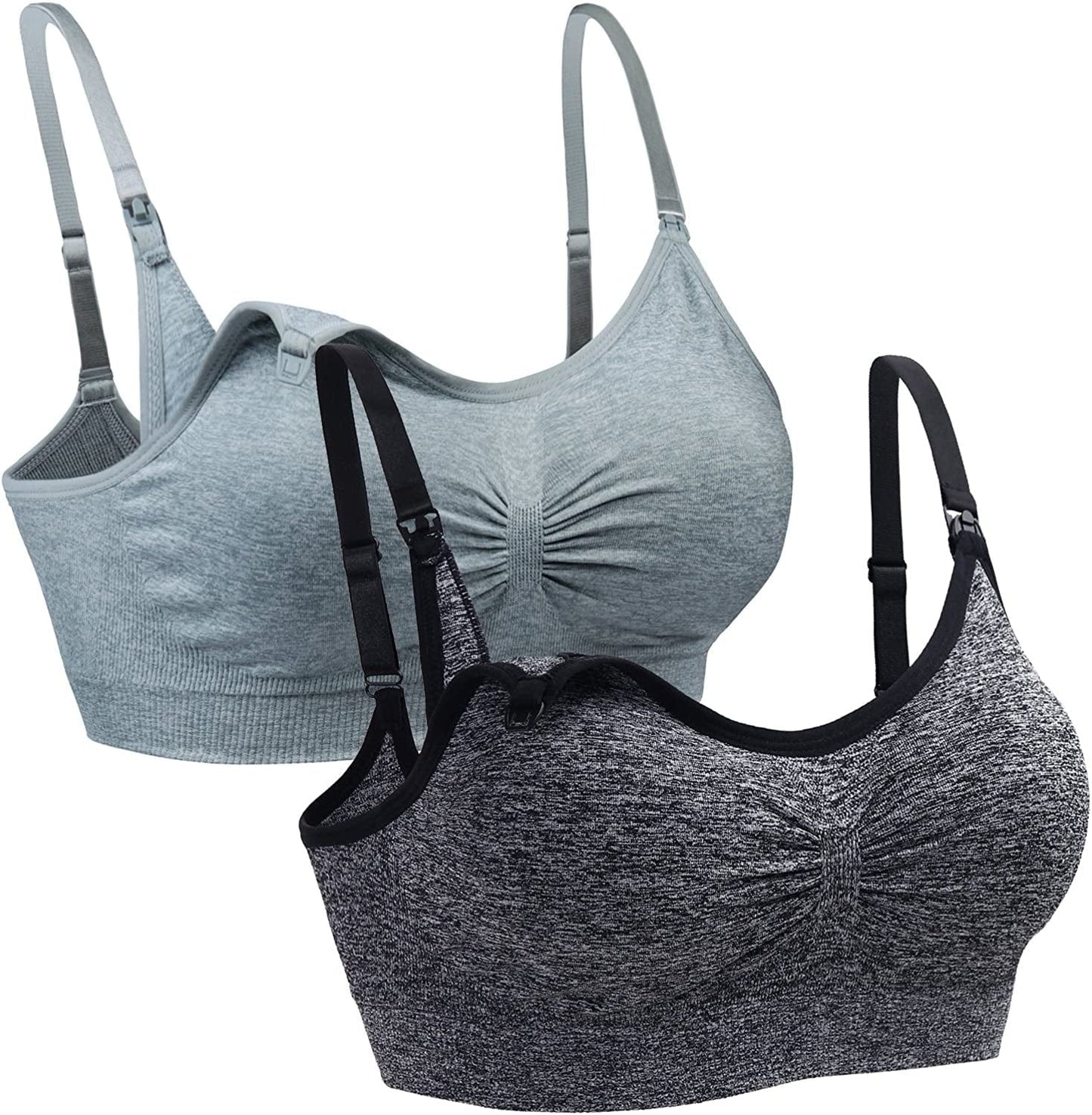 2PACK Nursing Bra Wireless Bra Women'S Sleeping Maternity Bra Breastfeeding Bra Grayhemp+lightgrayhemp / Small
