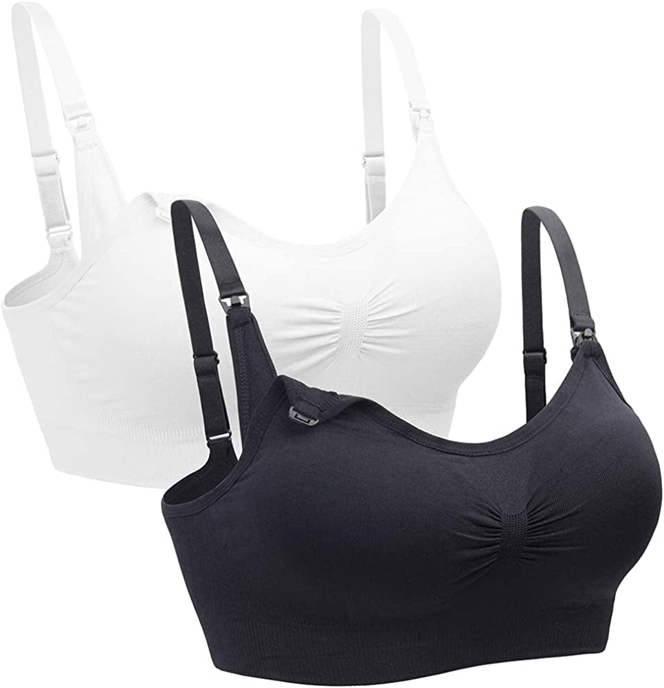 2PACK Nursing Bra Wireless Bra Women'S Sleeping Maternity Bra Breastfeeding Bra White+black / Small