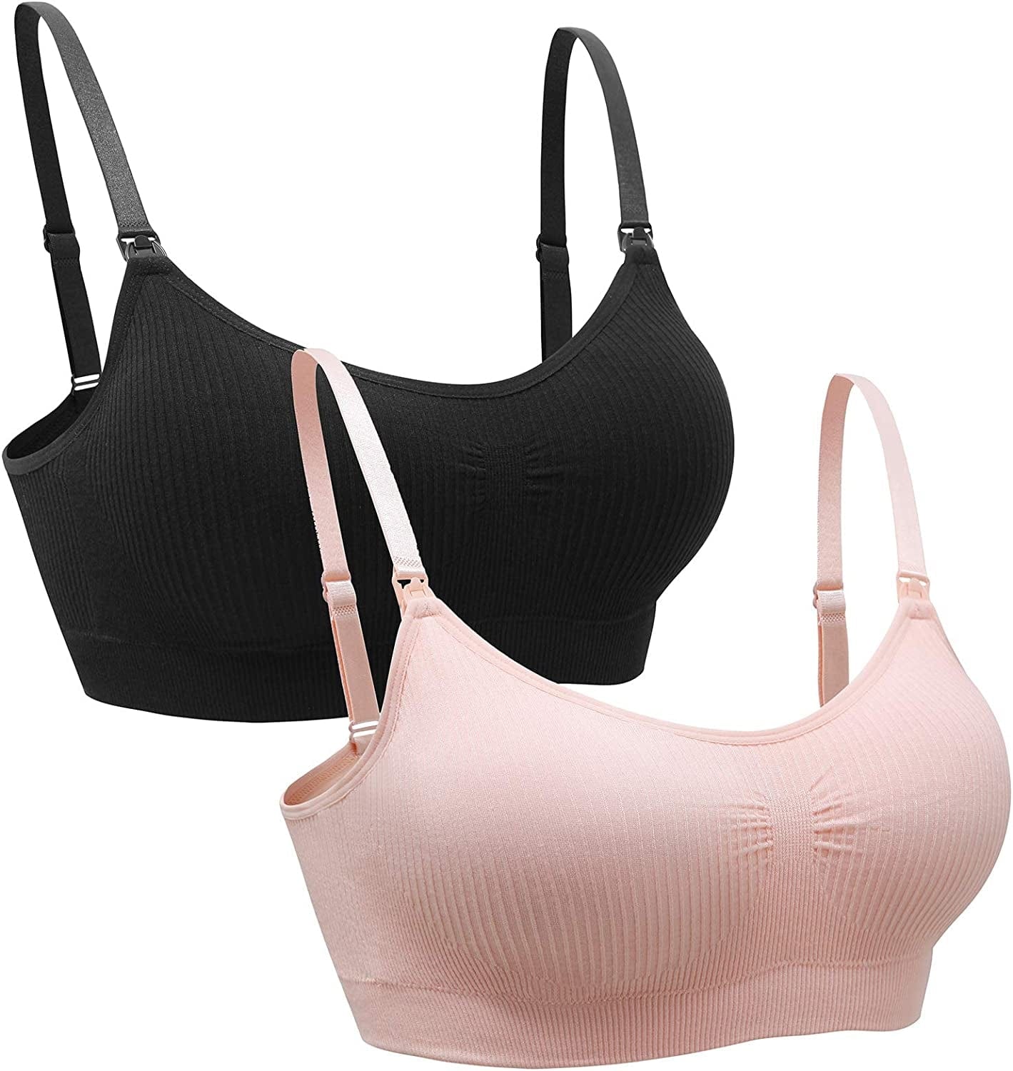 2PACK Nursing Bra Wireless Bra Women'S Sleeping Maternity Bra Breastfeeding Bra Sort Rib-a / X-Large