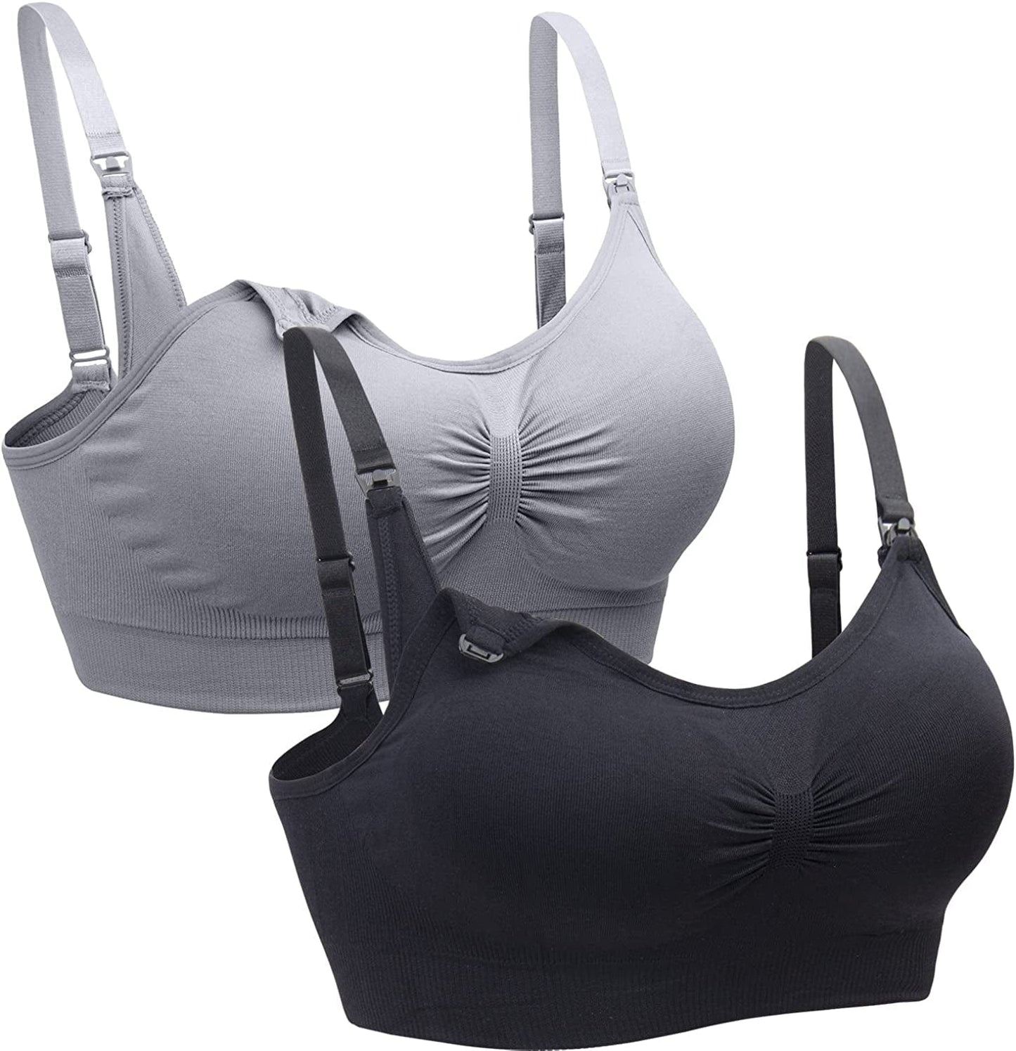 2PACK Nursing Bra Wireless Bra Women'S Sleeping Maternity Bra Breastfeeding Bra Gray+black / Small
