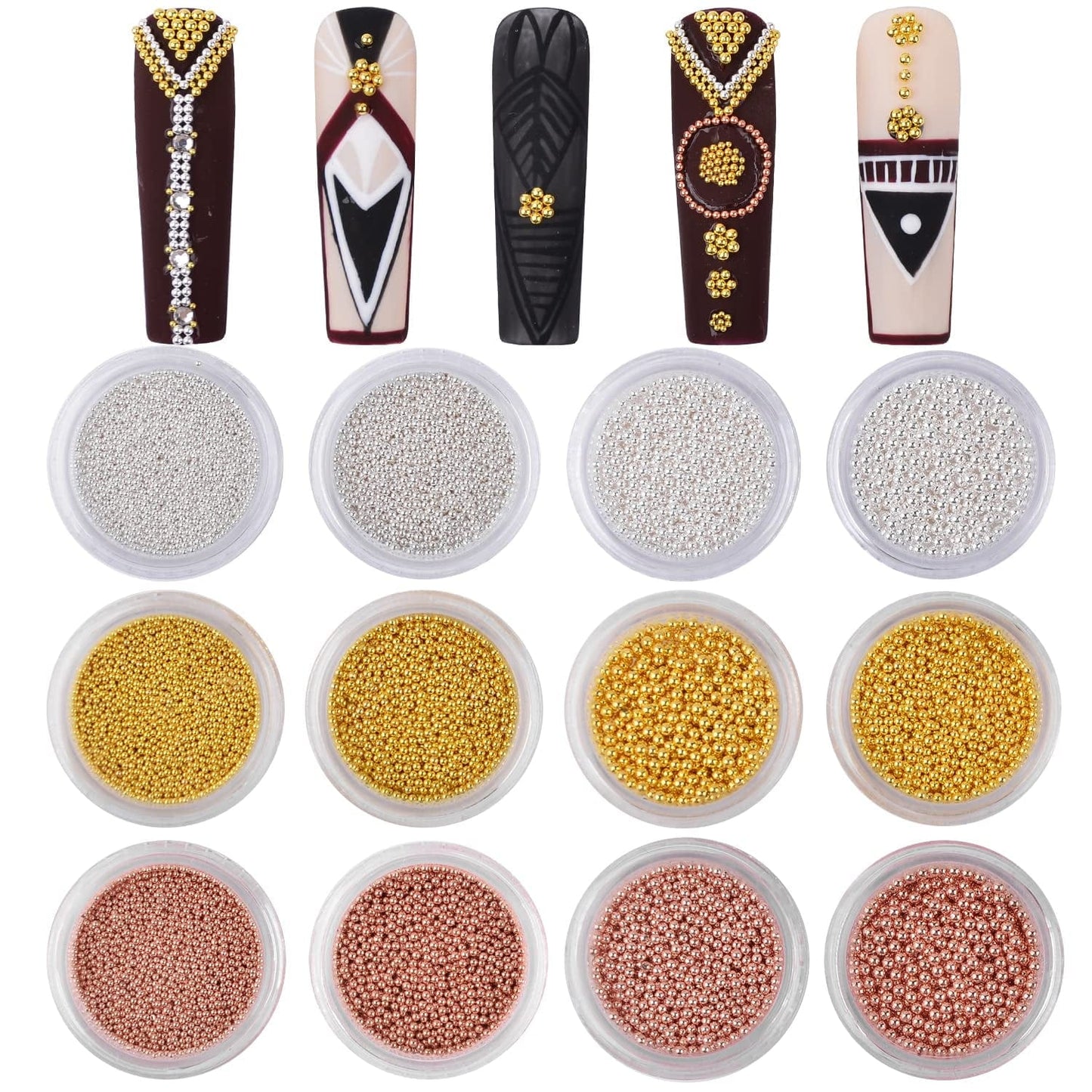 2Pcs Gold Silver Mini Metallic Caviar Nail Beads for 3D Metal Nail Ball Decoration Manicure Tools Health & Beauty > Personal Care > Cosmetics > Cosmetic Tools > Nail Tools Sindy Gold Silver Rose Gold Nail Metal Caviar(12 Boxes)