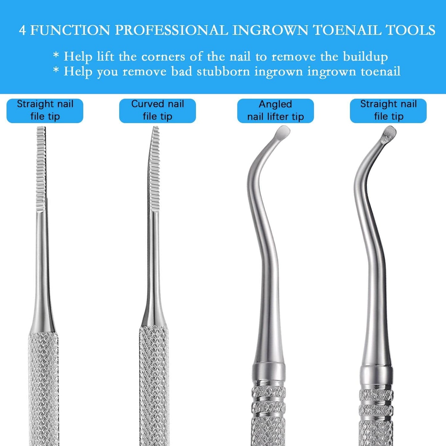 2PCS Ingrown Toenail File and Lifter with Storage Case,Yinyin100% Stainless Steel Ingrown Toenail Tool,Double Sided Professional Grade Nail Cleaner Tool … Health & Beauty > Personal Care > Cosmetics > Cosmetic Tools > Nail Tools YINYIN