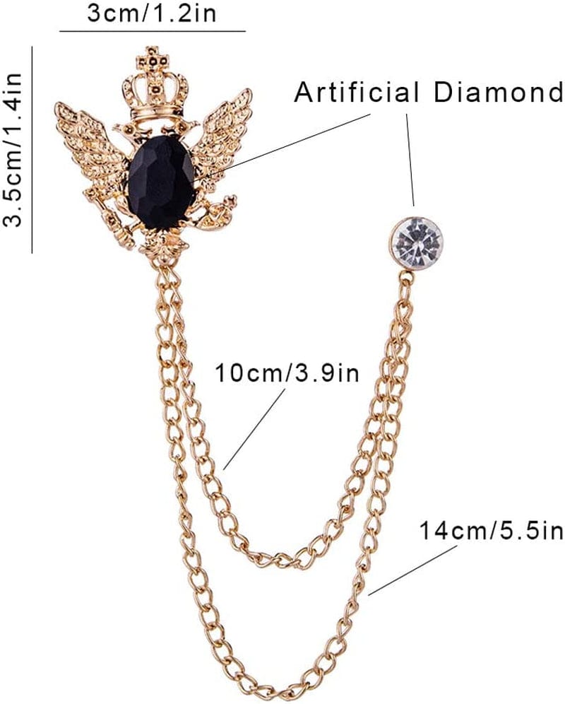 2PCS Men'S Brooch Suit Pin Badge with Chains Brooch Buckle Chain Collar Lapel Pin for Men Shirt Collar Pin Chain Brooch Decoration Metal Brooch Pin Clips for Women Suit Tuxedo Tie Hat Scarf