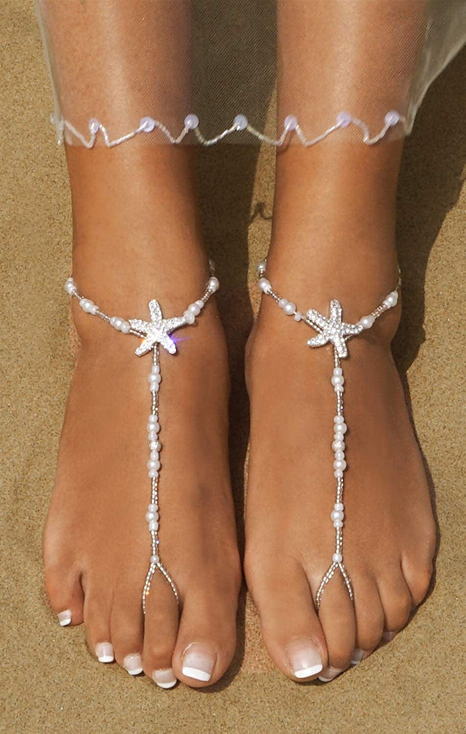 2Pcs Pearl Ankle Chain Bracelet Beach Wedding Foot Jewelry Barefoot Sandals Anklet Chain Apparel & Accessories > Jewelry > Anklets Bienvenu