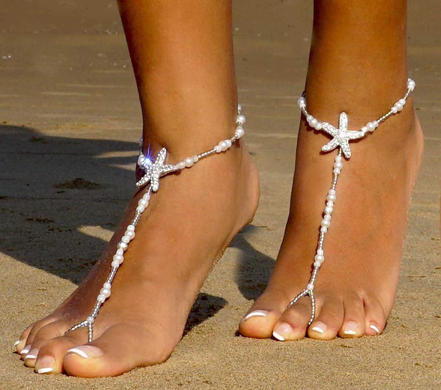 2Pcs Pearl Ankle Chain Bracelet Beach Wedding Foot Jewelry Barefoot Sandals Anklet Chain Apparel & Accessories > Jewelry > Anklets Bienvenu
