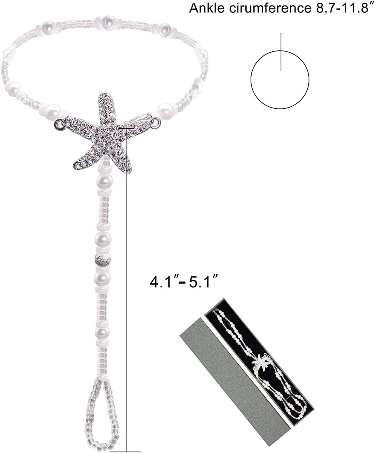 2Pcs Pearl Ankle Chain Bracelet Beach Wedding Foot Jewelry Barefoot Sandals Anklet Chain Apparel & Accessories > Jewelry > Anklets Bienvenu