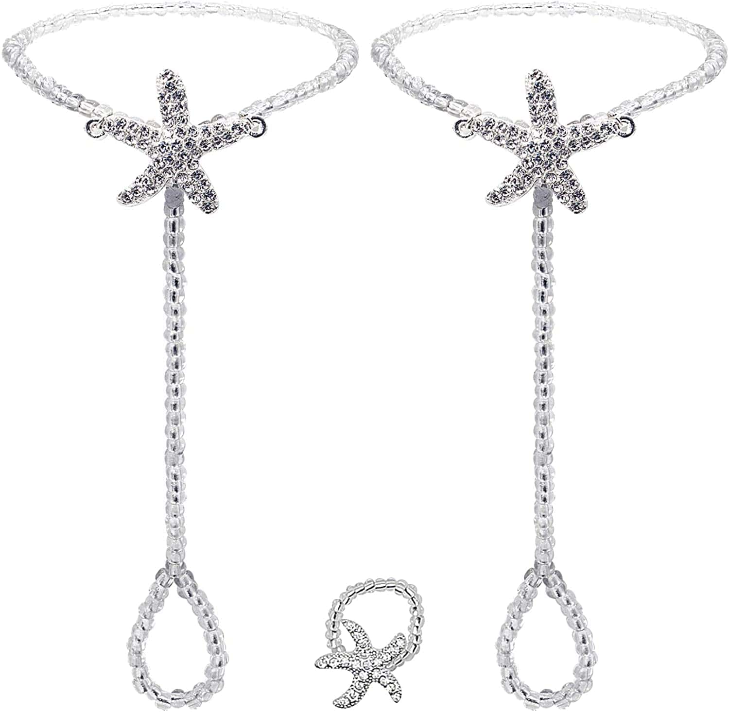 2Pcs Pearl Ankle Chain Bracelet Beach Wedding Foot Jewelry Barefoot Sandals Anklet Chain Apparel & Accessories > Jewelry > Anklets Bienvenu White_style 8