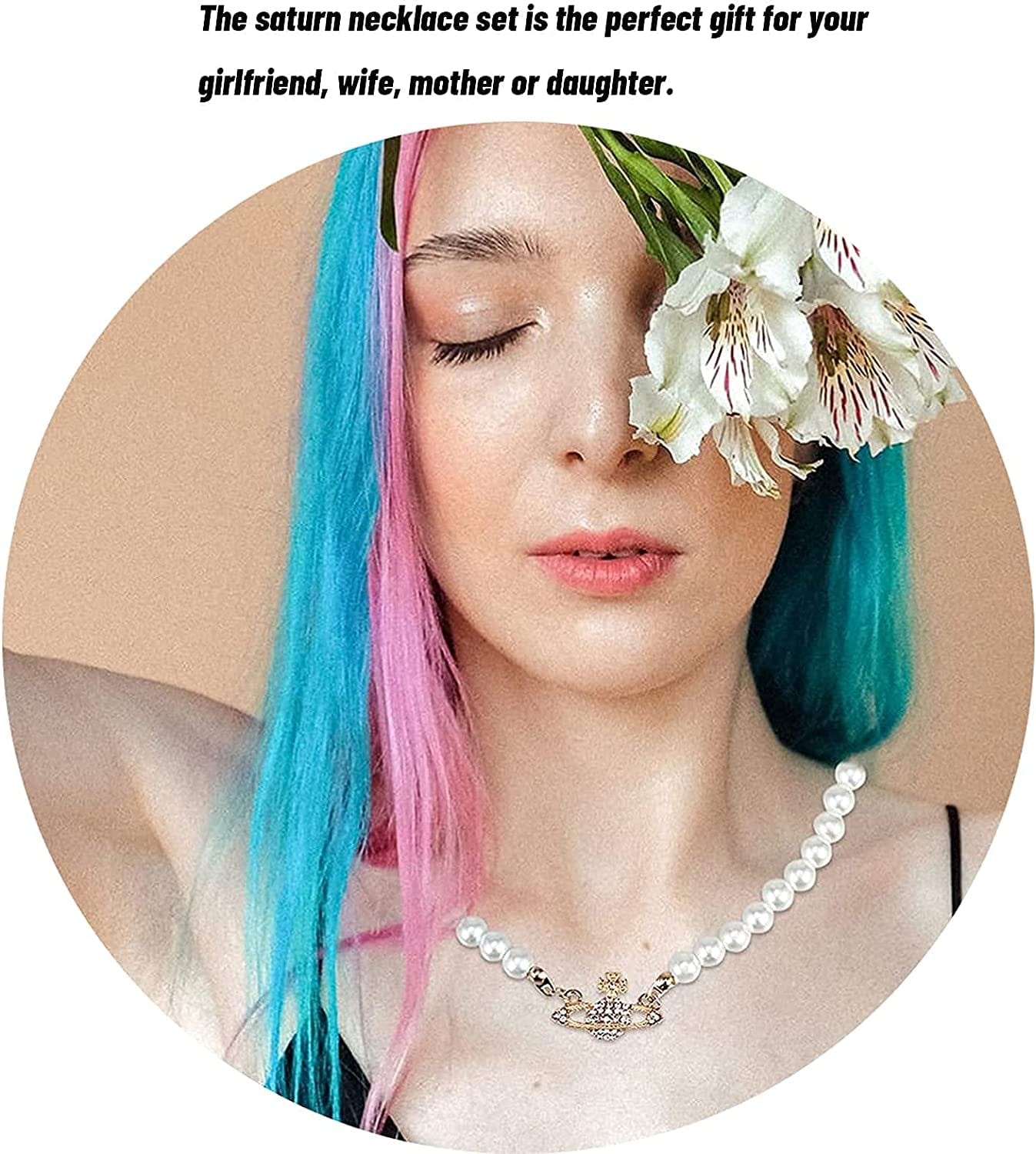 2PCS Pearl Necklace Set, Artificial Pearl Necklace, Pearl Choker Necklace Charm Lady Girlfriend Wedding Birthday Anniversary