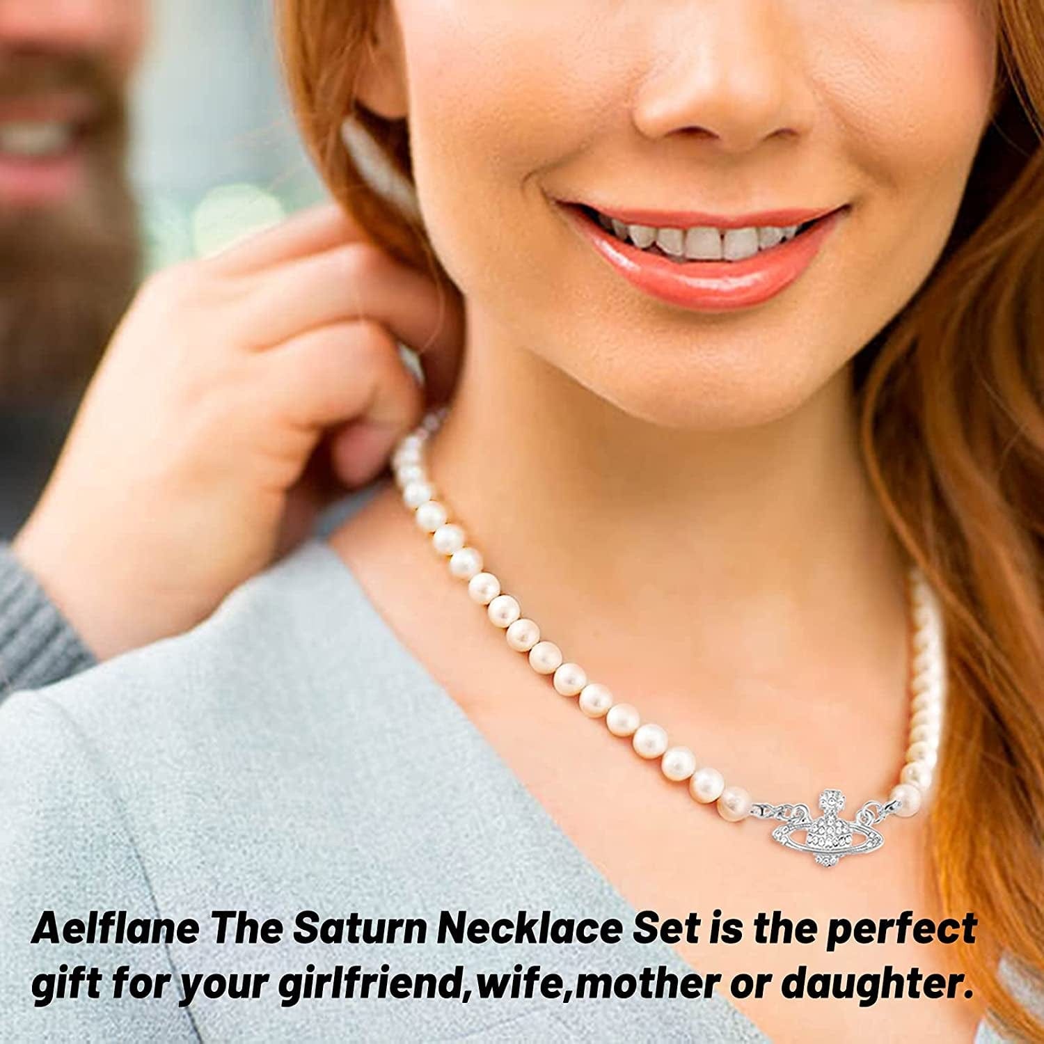 2PCS Pearl Necklace Set, Artificial Pearl Necklace, Pearl Choker Necklace Charm Lady Girlfriend Wedding Birthday Anniversary