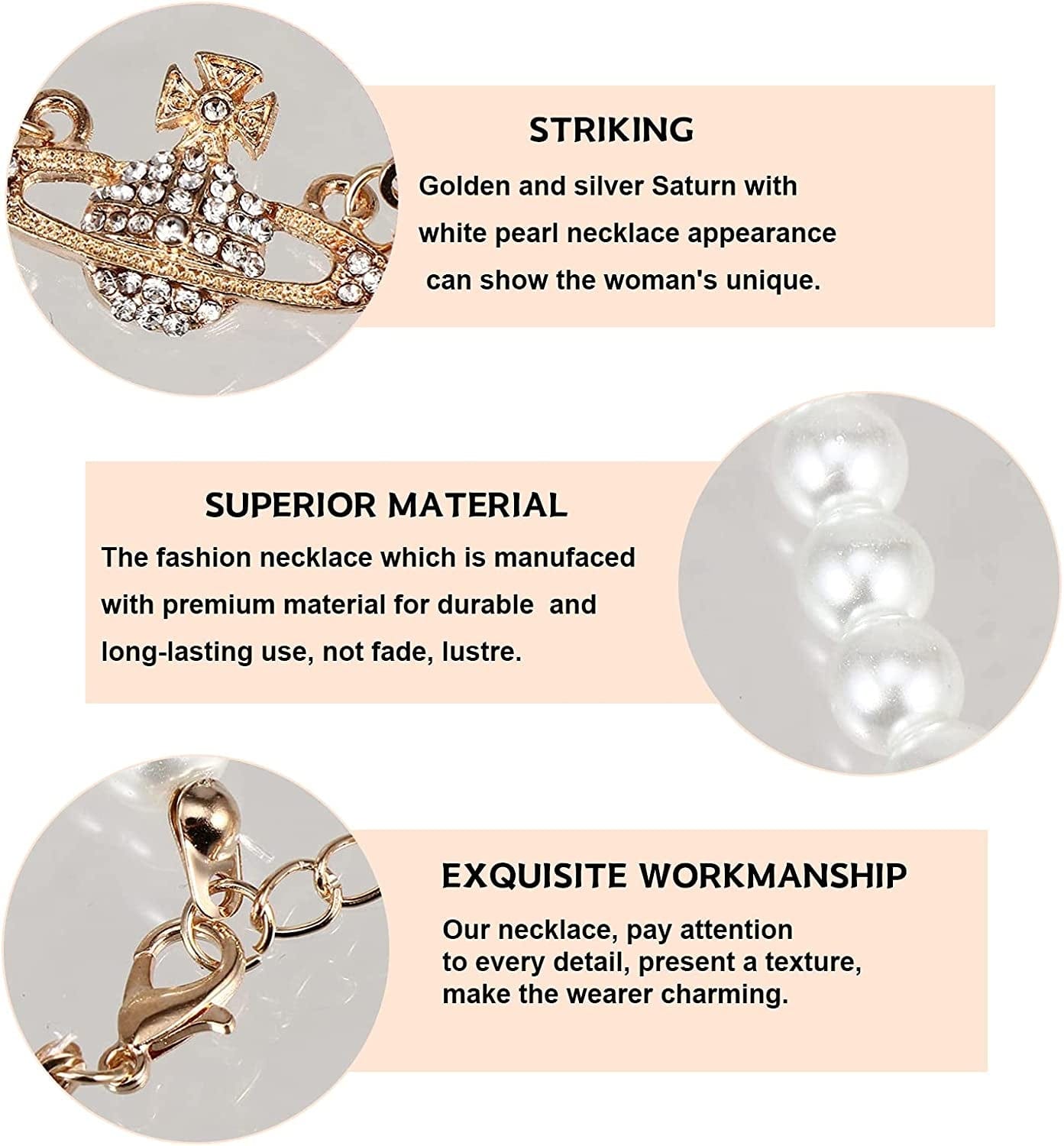 2PCS Pearl Necklace Set, Artificial Pearl Necklace, Pearl Choker Necklace Charm Lady Girlfriend Wedding Birthday Anniversary