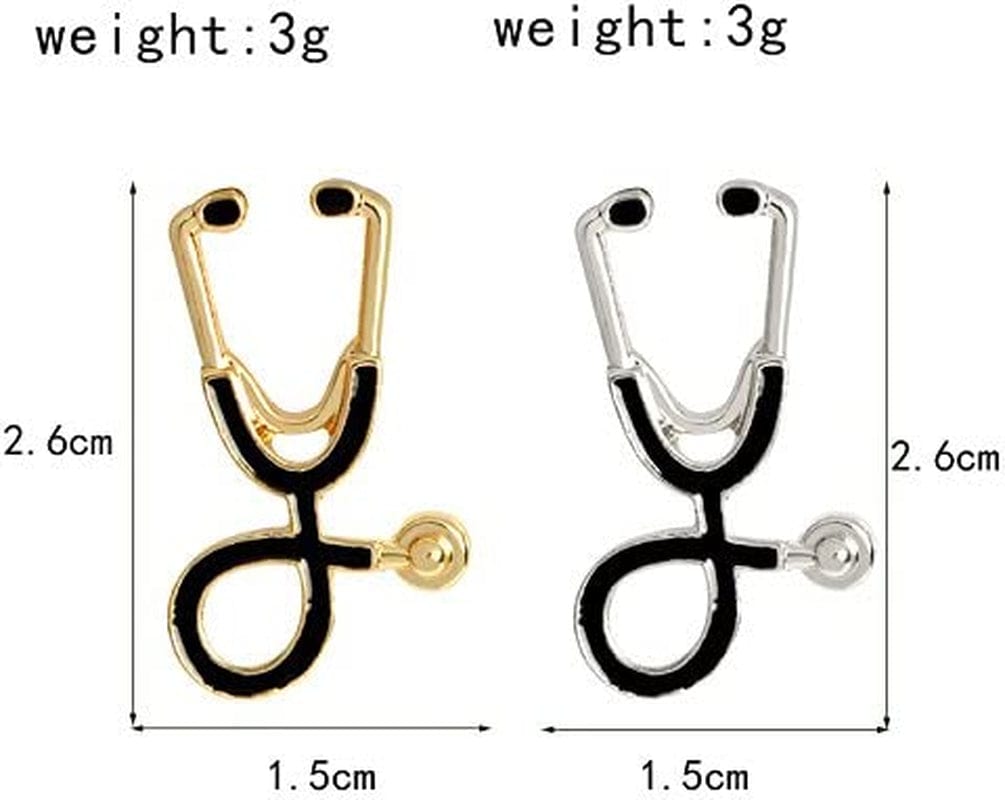 2Pcs/Set Cute Stethoscope ECG Brooch Medical Doctor Nurse Enamel Lapel Collar Pins Brooch for Women Men Children