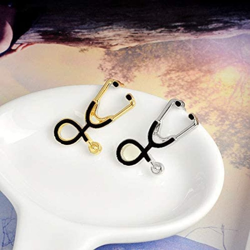 2Pcs/Set Cute Stethoscope ECG Brooch Medical Doctor Nurse Enamel Lapel Collar Pins Brooch for Women Men Children