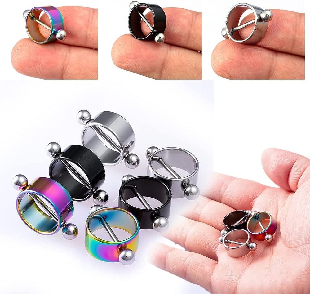 2Pcs/Set Stainless Steel Nipple Ring round Body Piercing Nipple Shield Barbell Ring Straight Studs Body Jewelry Bar for Women Girls(Silver) Apparel & Accessories > Jewelry > Body Jewelry Generic