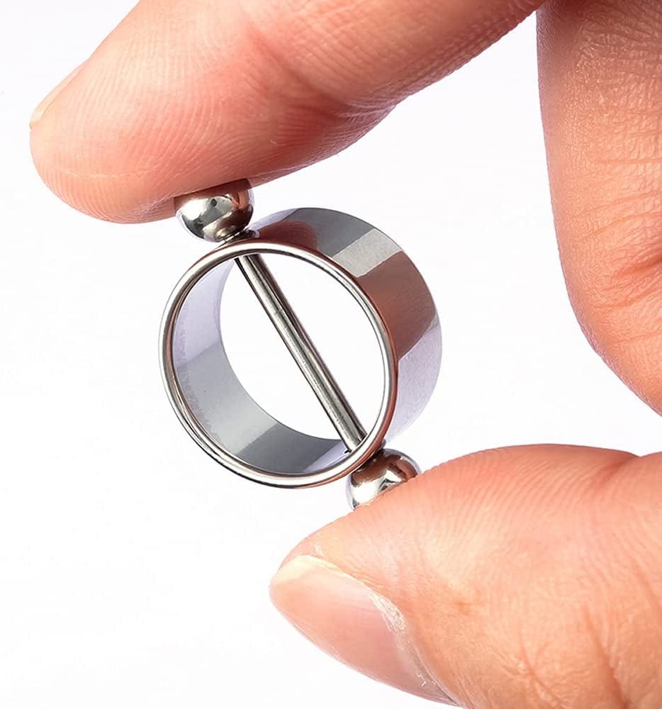2Pcs/Set Stainless Steel Nipple Ring round Body Piercing Nipple Shield Barbell Ring Straight Studs Body Jewelry Bar for Women Girls(Silver) Apparel & Accessories > Jewelry > Body Jewelry Generic