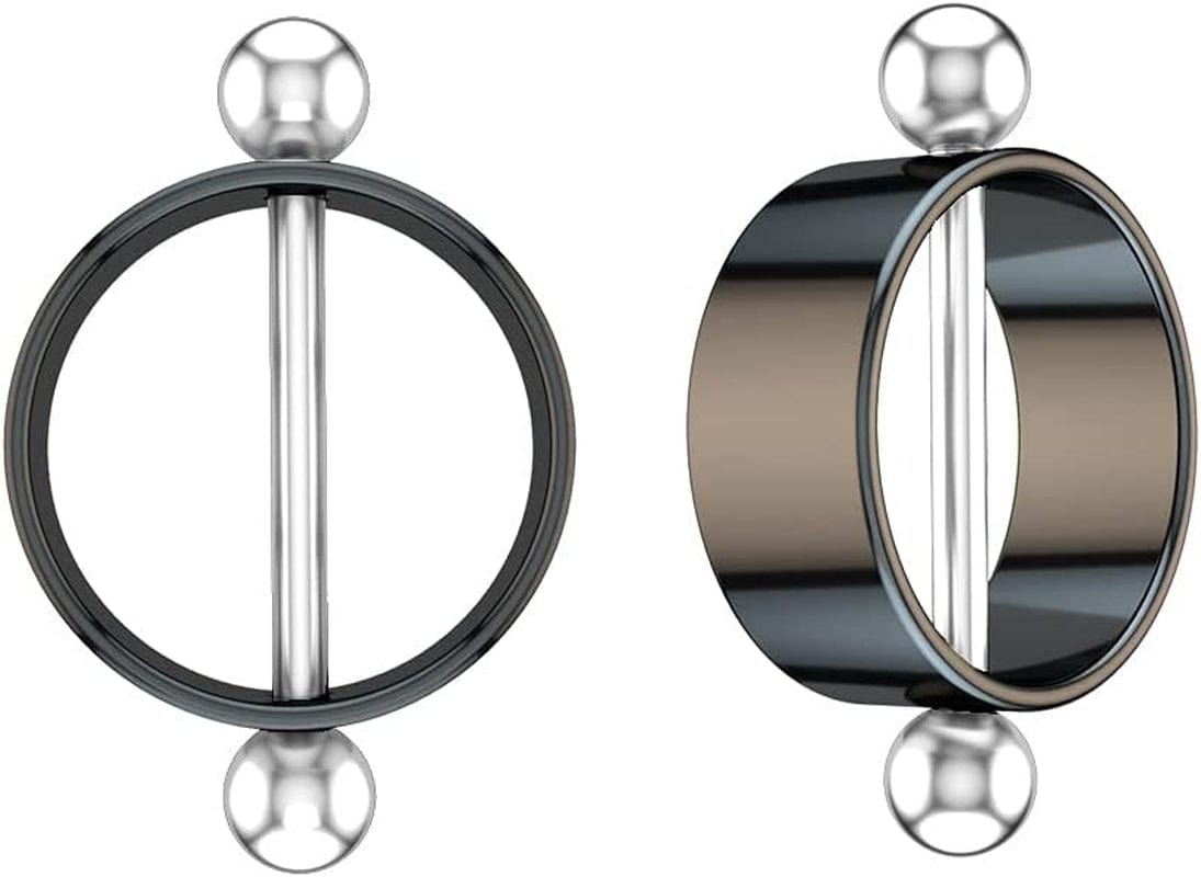 2Pcs/Set Stainless Steel Nipple Ring round Body Piercing Nipple Shield Barbell Ring Straight Studs Body Jewelry Bar for Women Girls(Silver) Apparel & Accessories > Jewelry > Body Jewelry Generic black