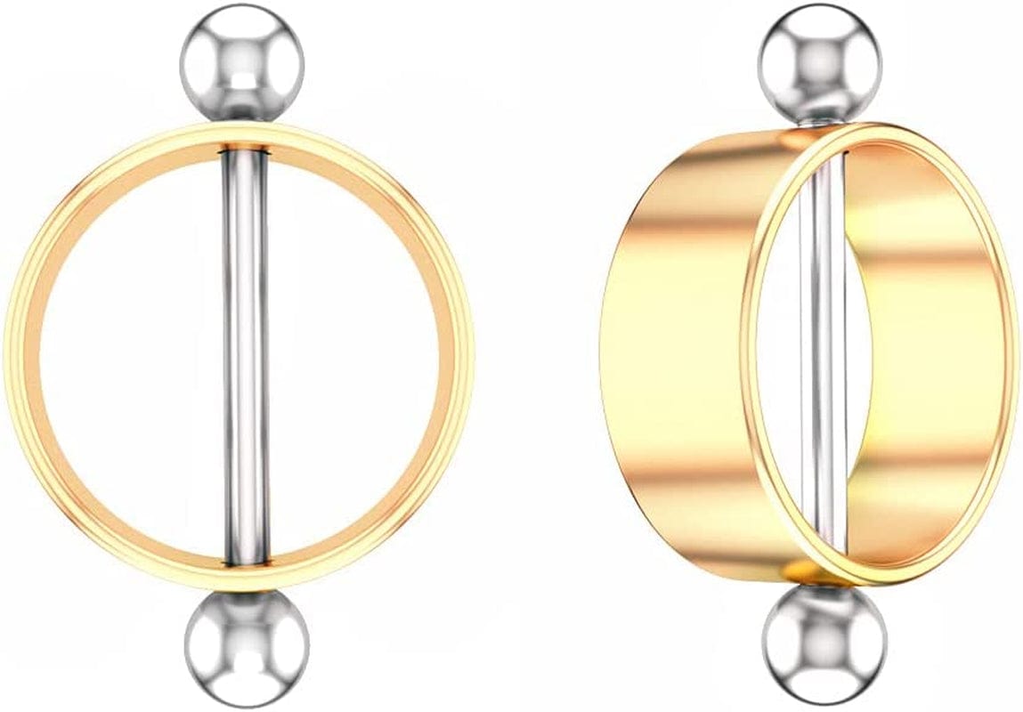 2Pcs/Set Stainless Steel Nipple Ring round Body Piercing Nipple Shield Barbell Ring Straight Studs Body Jewelry Bar for Women Girls(Silver) Apparel & Accessories > Jewelry > Body Jewelry Generic gold