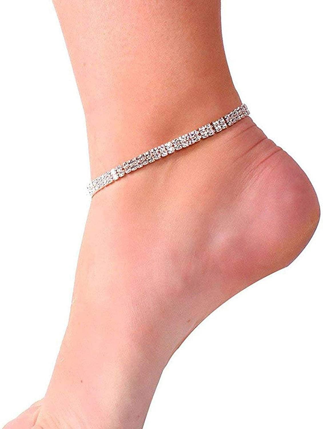 2PCS Twinkle Diamond Anklet Elastic Bling Shining Foot Jewelry Bracelet Bridal Summer Jewelry Apparel & Accessories > Jewelry > Anklets NewChiChi