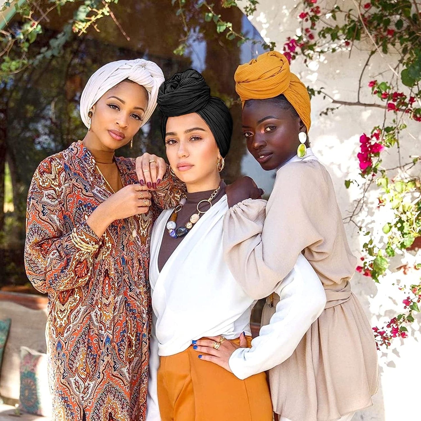 2Pieces Stretch Head Wraps for Women,Pretied Headwraps for Women, African Stretch Jersey Turbans Headwraps,Urban Soft Headwear Long Breathable Lightweight Turban for Women(Black,White) Apparel & Accessories > Clothing Accessories > Headwear Pesonlook