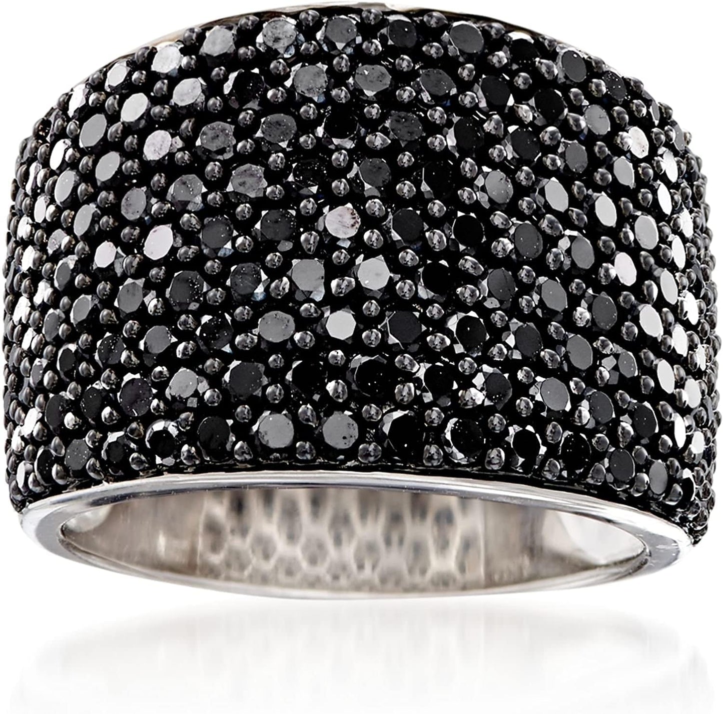 3.70 Ct. T.W. Pave Black Spinel Wide Ring in Sterling Silver 9