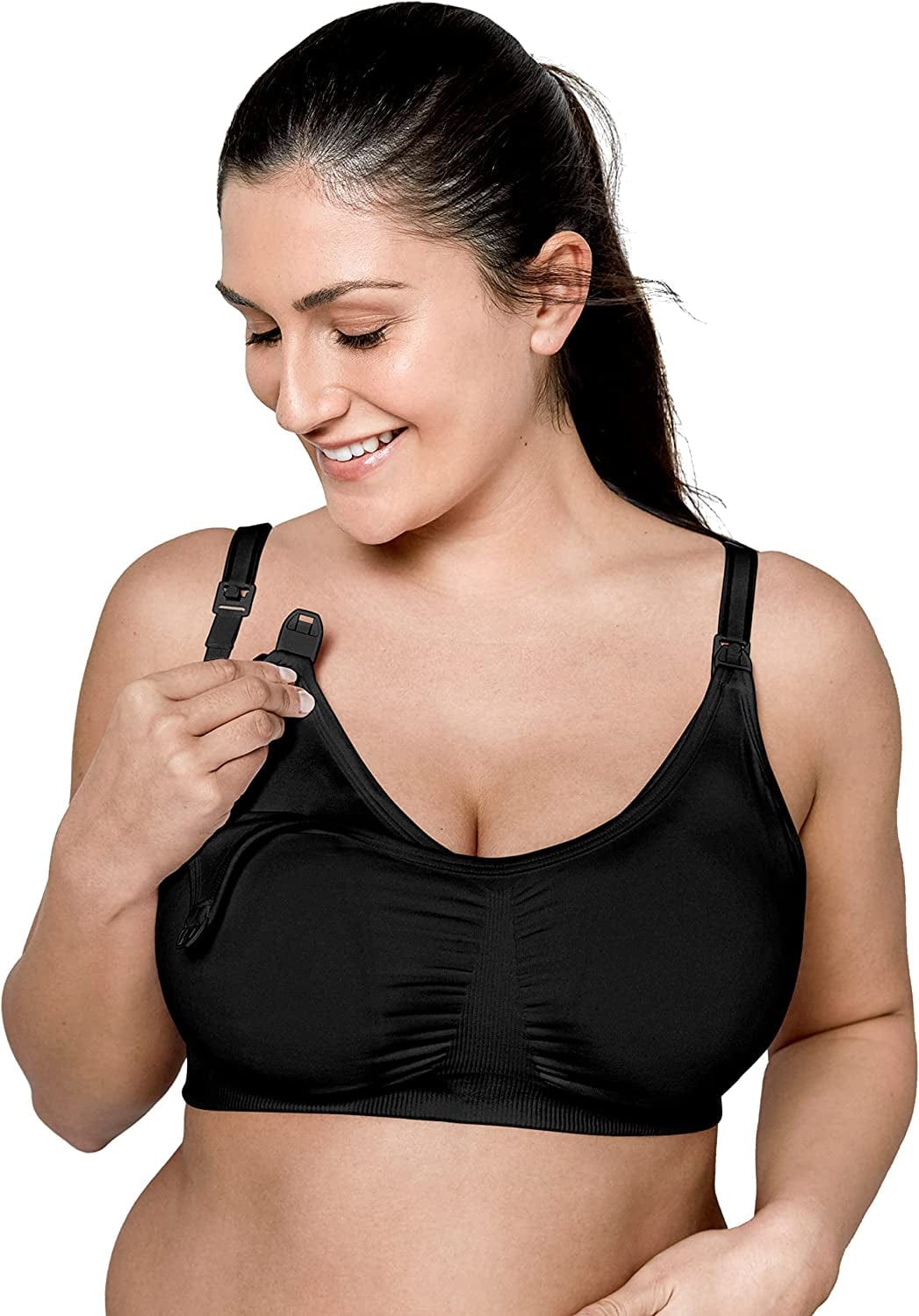 3 in 1 Pumping and Nursing Bra, Hands Free Pumping Bustier and Easy Expression Black / 3 in 1 Nursing & Pumping Bra / X-Large