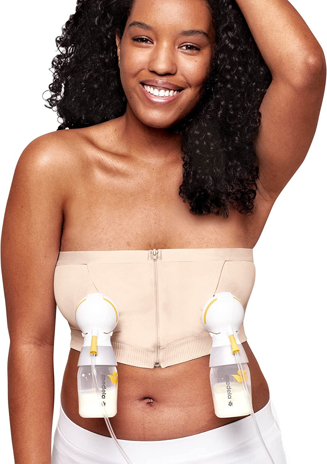 3 in 1 Pumping and Nursing Bra, Hands Free Pumping Bustier and Easy Expression Chai / Hands-free Pumping Bustier / Large