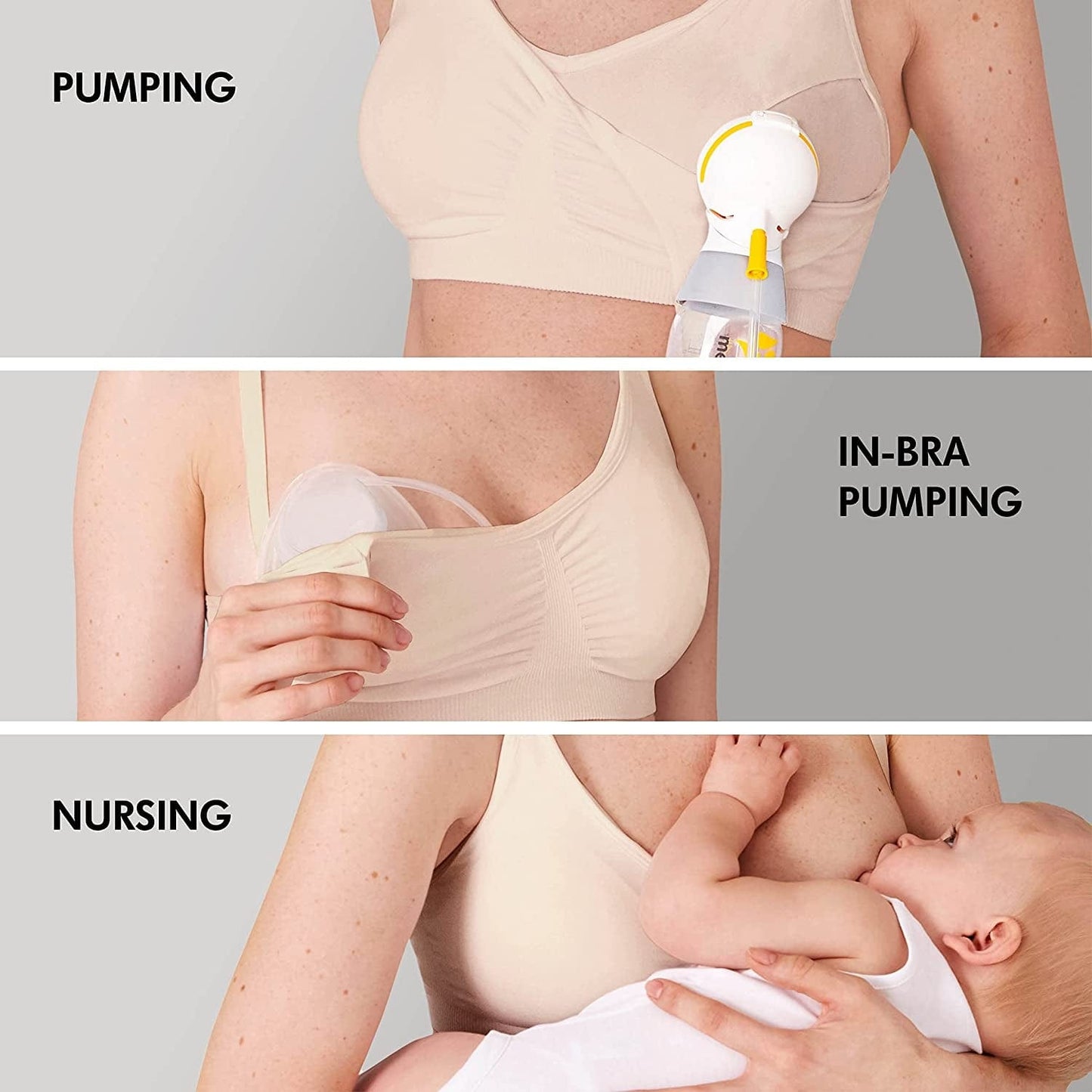 3 in 1 Pumping and Nursing Bra, Hands Free Pumping Bustier and Easy Expression