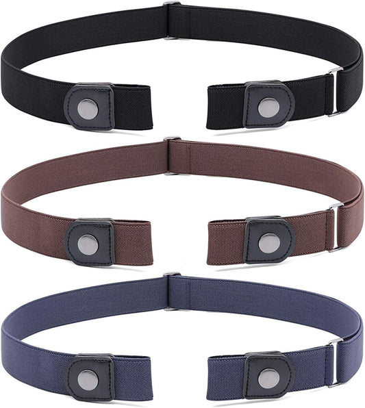 3 Pack 4 Pack No Buckle Invisible Stretch Belt Buckle-Free Elastic Belt for Women and Men Apparel & Accessories > Clothing Accessories > Belts WERFORU 06-black+coffee+blue Suit for waist size 22"-34"