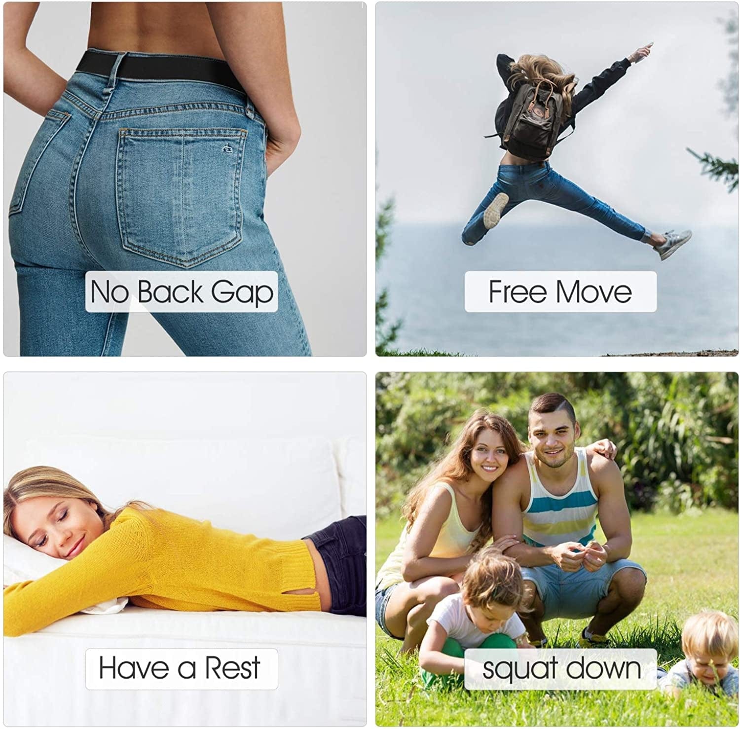 3 Pack 4 Pack No Buckle Invisible Stretch Belt Buckle-Free Elastic Belt for Women and Men Apparel & Accessories > Clothing Accessories > Belts WERFORU