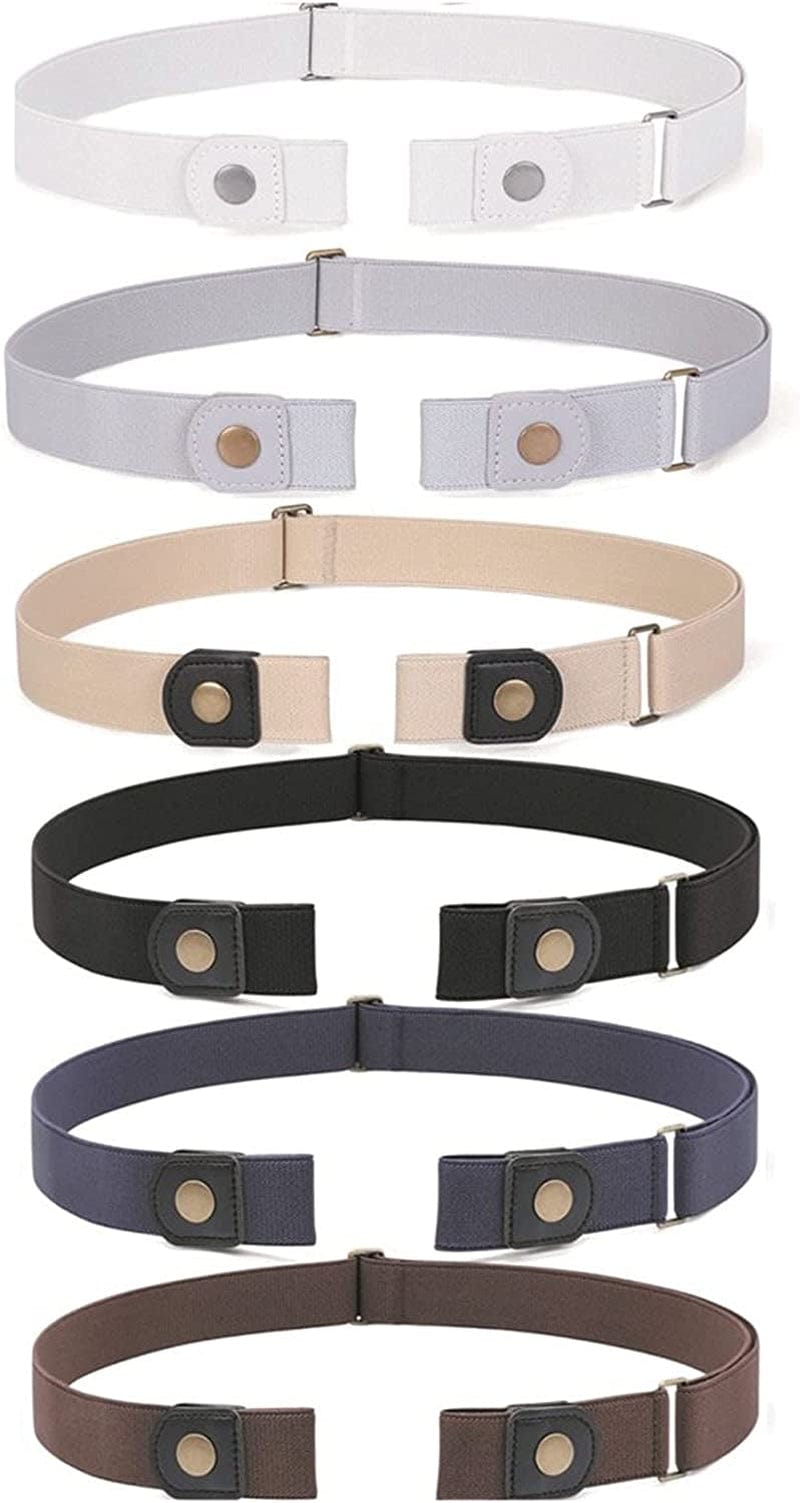 3 Pack 4 Pack No Buckle Invisible Stretch Belt Buckle-Free Elastic Belt for Women and Men Apparel & Accessories > Clothing Accessories > Belts WERFORU Black+coffee+blue+grey+beige+white Suit for waist size 22"-34"