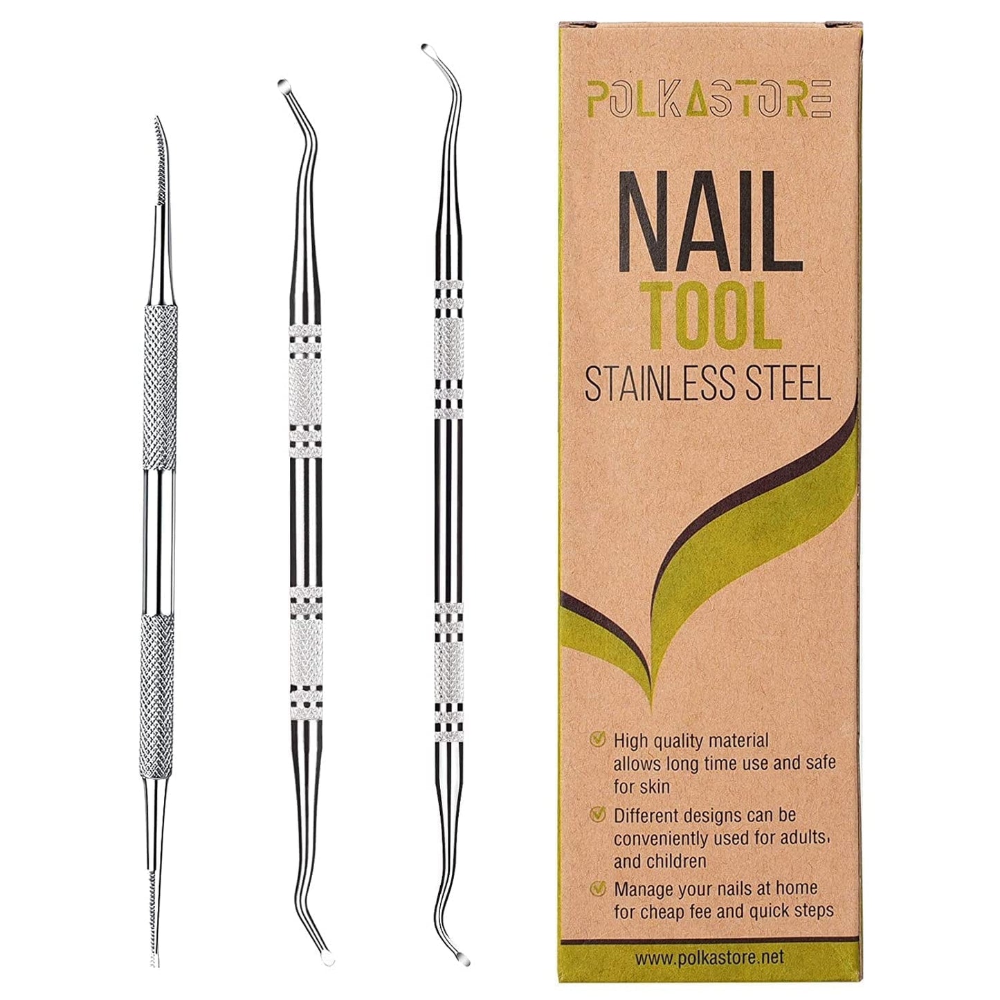 3-Pack Ingrown Toenail File and Lifters, Professional Surgical Stainless Steel Ingrown Toenail Tool- Safe Nail Cleaning Treatment Pedicure Tools Kit under Sidewall Cleaner Pain Relief Accessories Health & Beauty > Personal Care > Cosmetics > Cosmetic Tools > Nail Tools POLKASTORE