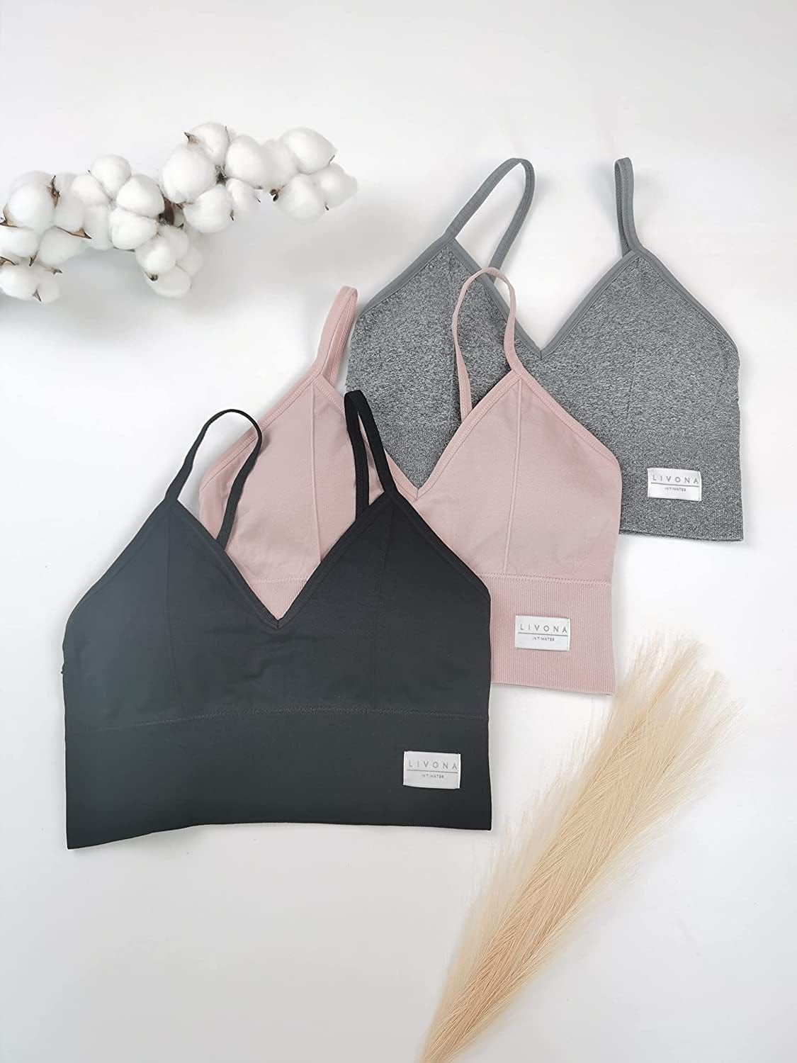 3 Pack Longline Sports Bra for Women- Soft Wireless Bra, Padded Seamless Bralette, Stretch Crop Cami Tank S-XXL