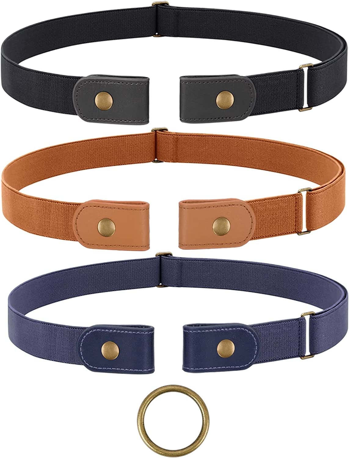 3 Pack No Buckle Stretch Women Belt Buckle Free Invisible Elastic Waist Belts for Jeans Dresses Apparel & Accessories > Clothing Accessories > Belts WOWOGO