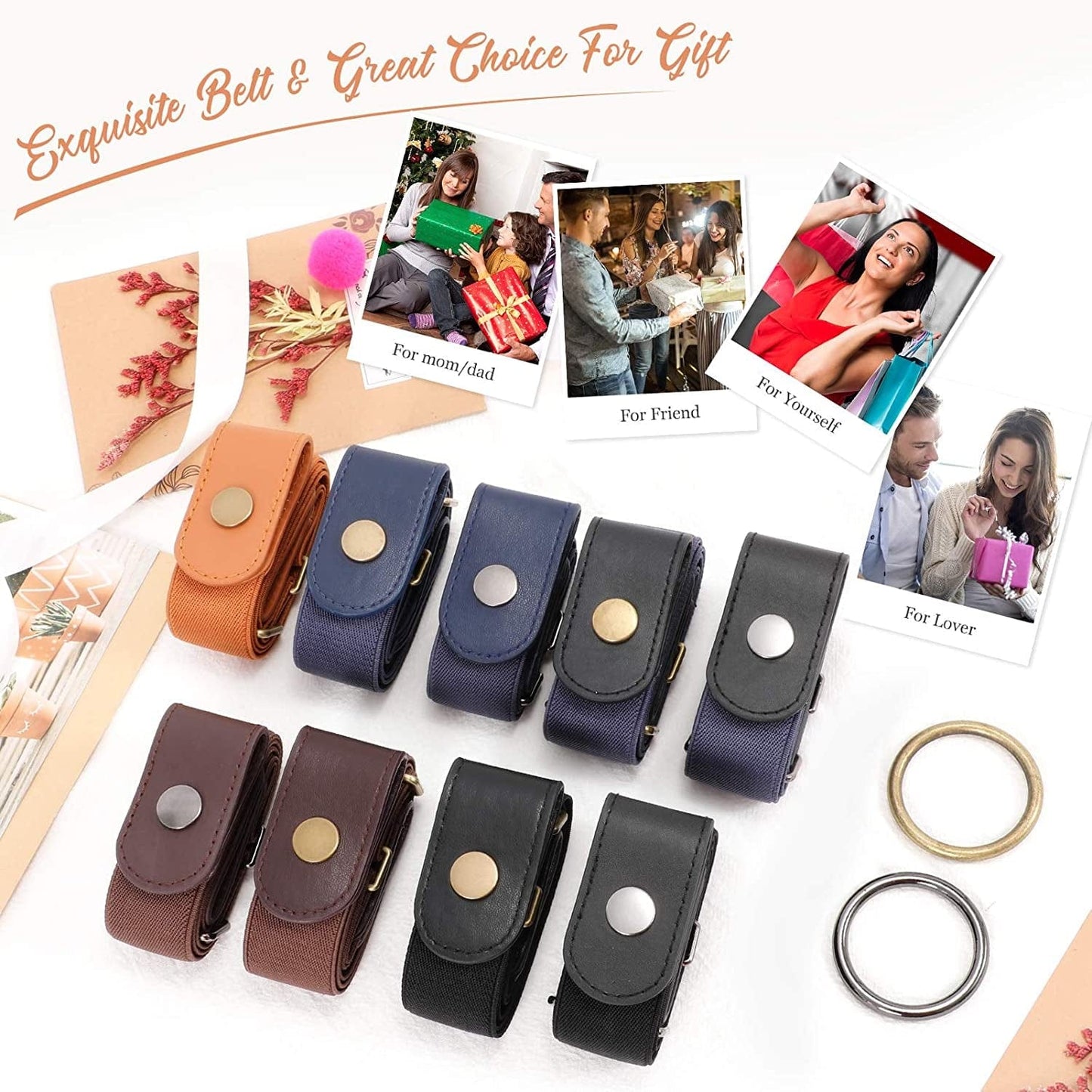 3 Pack No Buckle Stretch Women Belt Buckle Free Invisible Elastic Waist Belts for Jeans Dresses Apparel & Accessories > Clothing Accessories > Belts WOWOGO