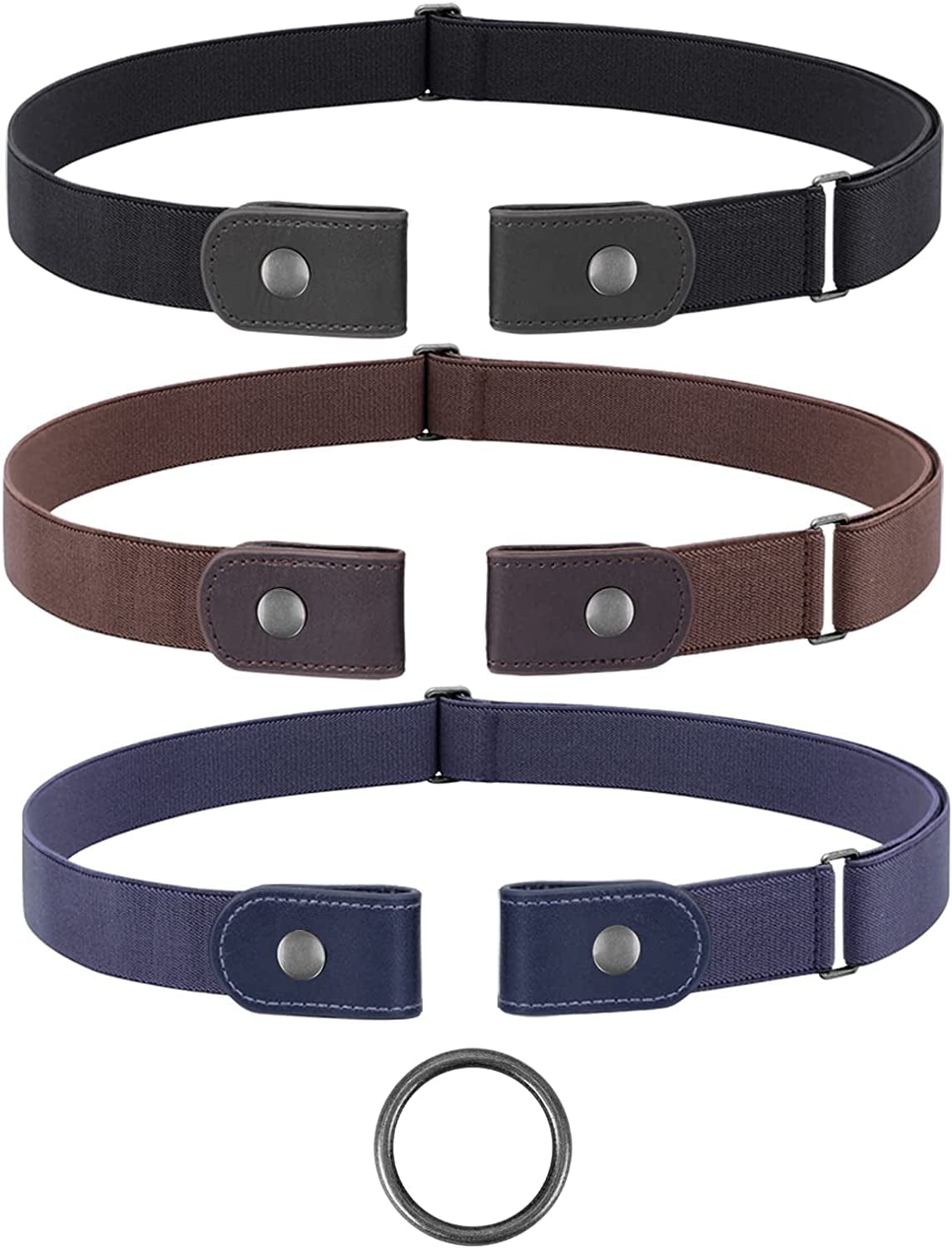 3 Pack No Buckle Stretch Women Belt Buckle Free Invisible Elastic Waist Belts for Jeans Dresses Apparel & Accessories > Clothing Accessories > Belts WOWOGO