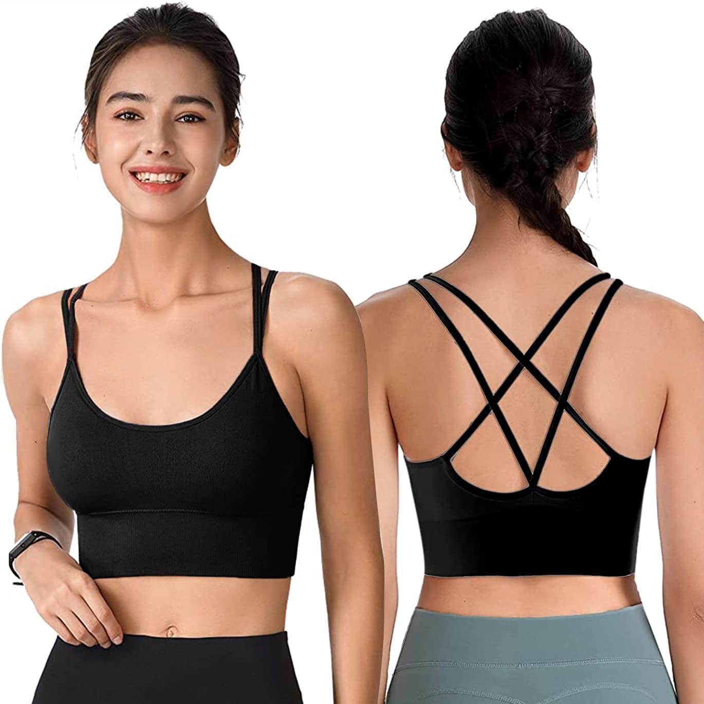 3 Pack Strappy Sports Bra for Women Sexy Crisscross for Yoga Running Athletic Gym Workout Fitness Tank Tops