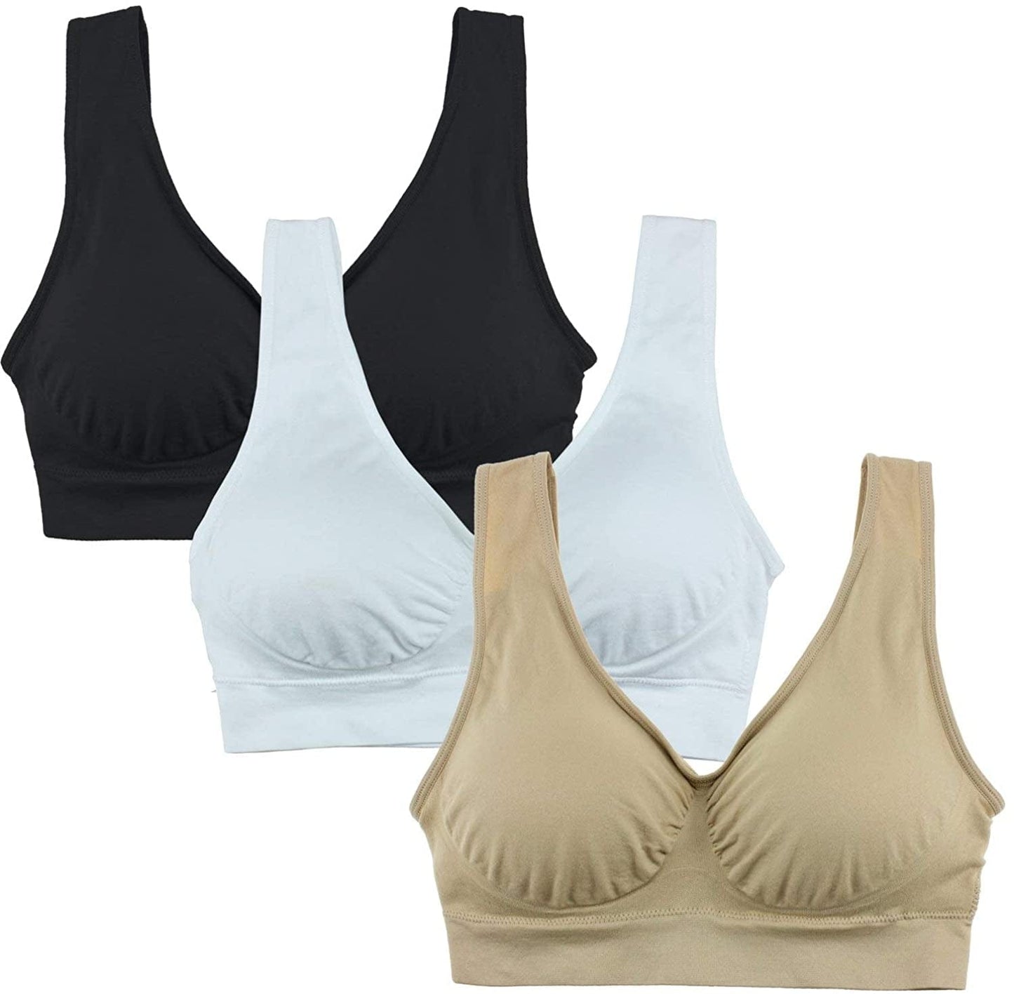 3 Pack Women'S Ultimate Comfy Medium Support Seamless Wireless Sports Bra with Removable Pads Style-kyy-041 / 5X