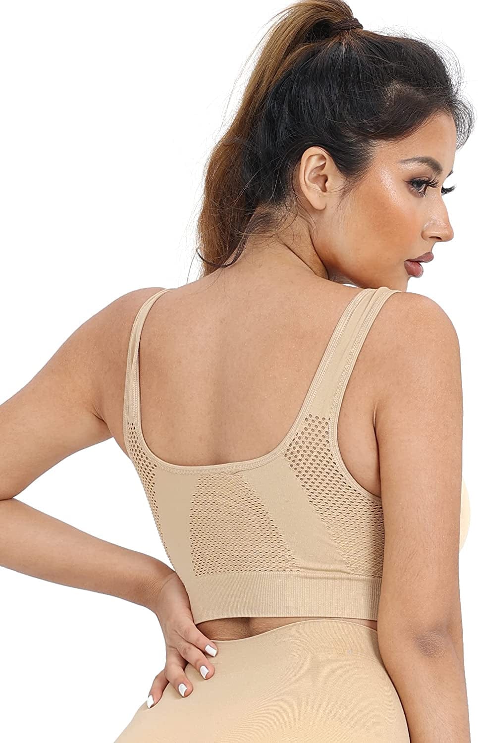 3 Pack Women'S Ultimate Comfy Medium Support Seamless Wireless Sports Bra with Removable Pads