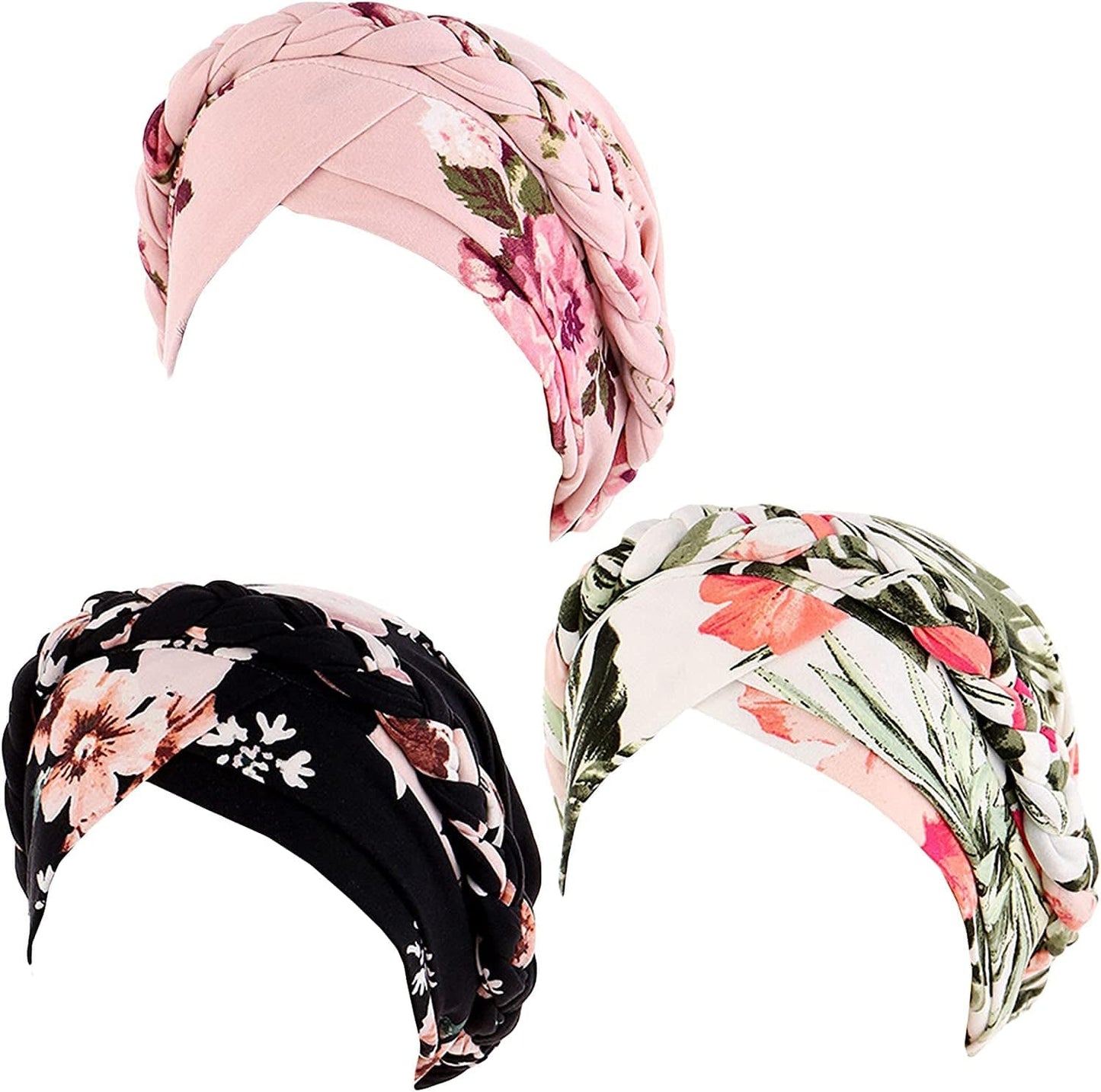 3 Pack Womens Printed Turban Hat Head Wraps Covers Chemo Cancer Beanies Cap Headwear Apparel & Accessories > Clothing Accessories > Headwear Qiabao 3 Pcs-d