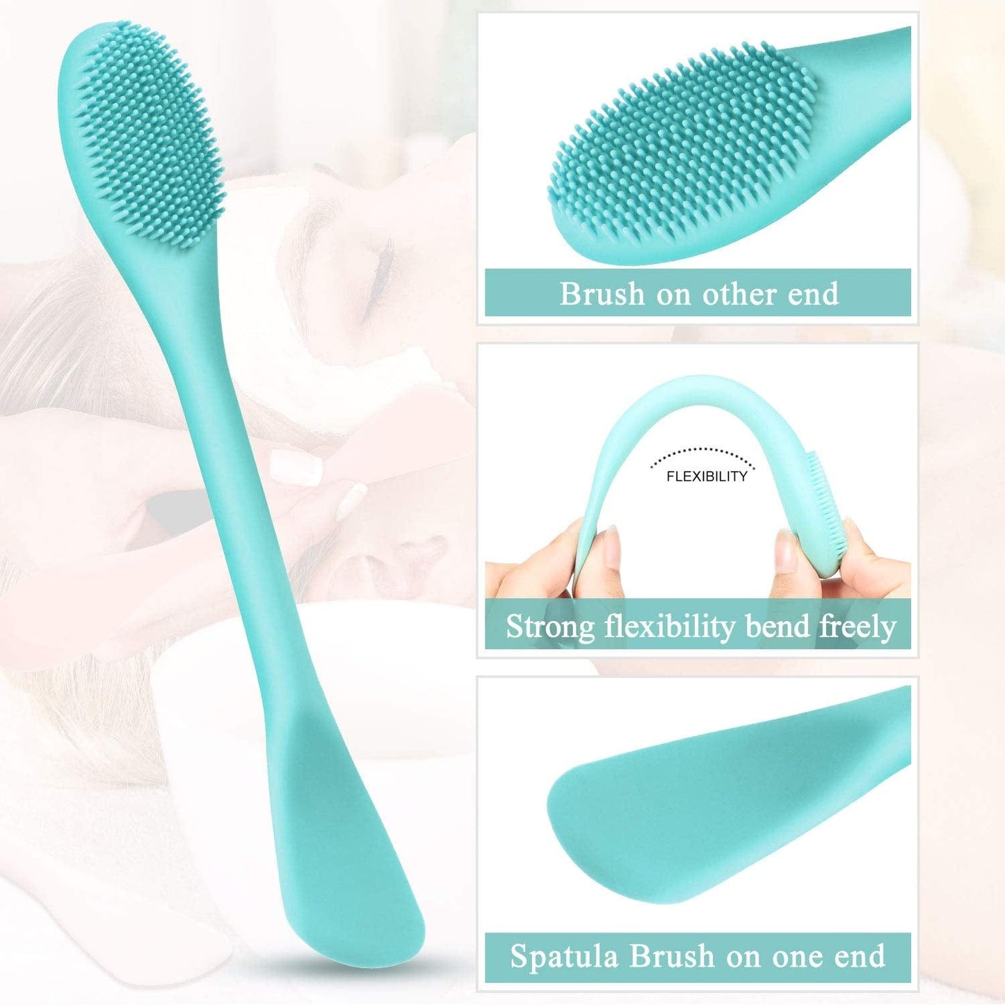 3 Packs Double-Ended Silicone Face Mask Brush Silicone Facial Mud Mask Applicator Brushes Cosmetic Makeup Brush Scoop Soft Silicone Beauty Brush Tools for Cream, Lotion (Light Green, Orange, Pink) Health & Beauty > Personal Care > Cosmetics > Cosmetic Tools > Makeup Tools Shappy