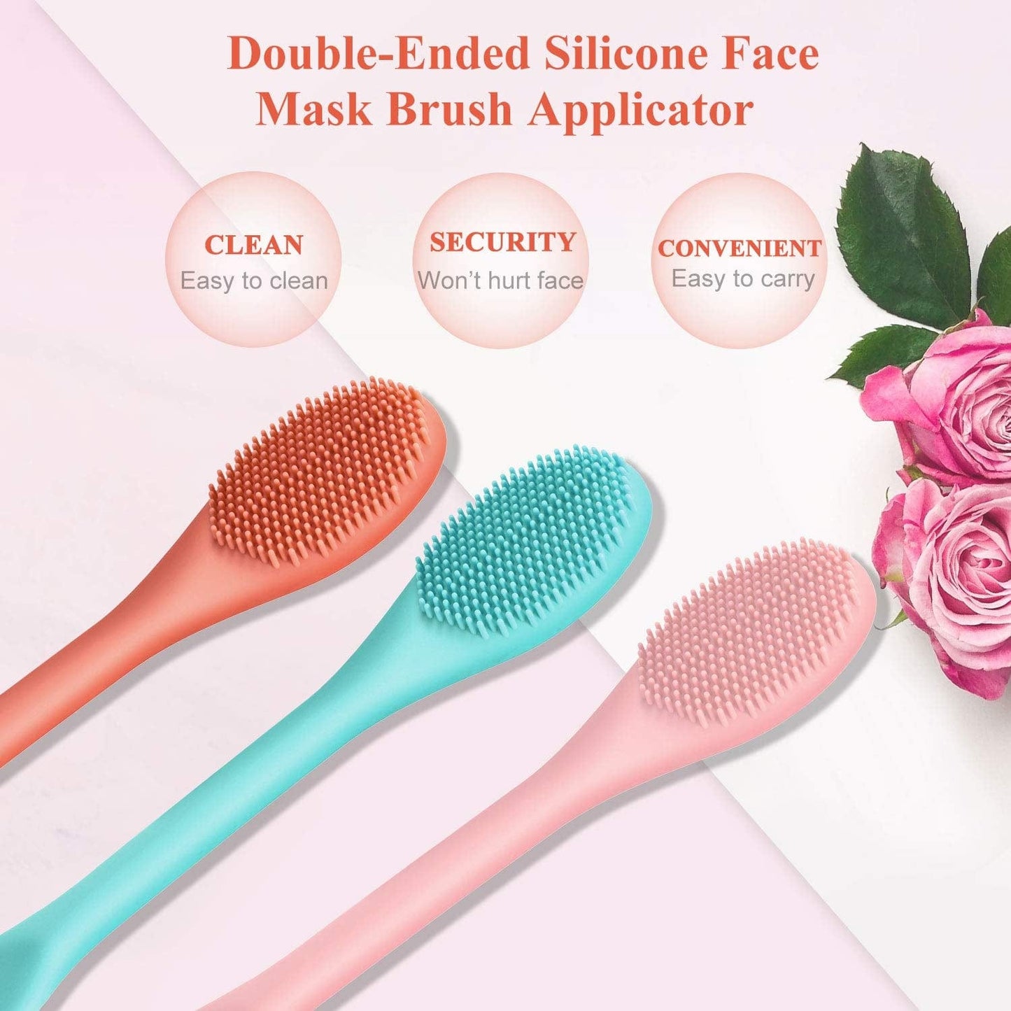 3 Packs Double-Ended Silicone Face Mask Brush Silicone Facial Mud Mask Applicator Brushes Cosmetic Makeup Brush Scoop Soft Silicone Beauty Brush Tools for Cream, Lotion (Light Green, Orange, Pink) Health & Beauty > Personal Care > Cosmetics > Cosmetic Tools > Makeup Tools Shappy